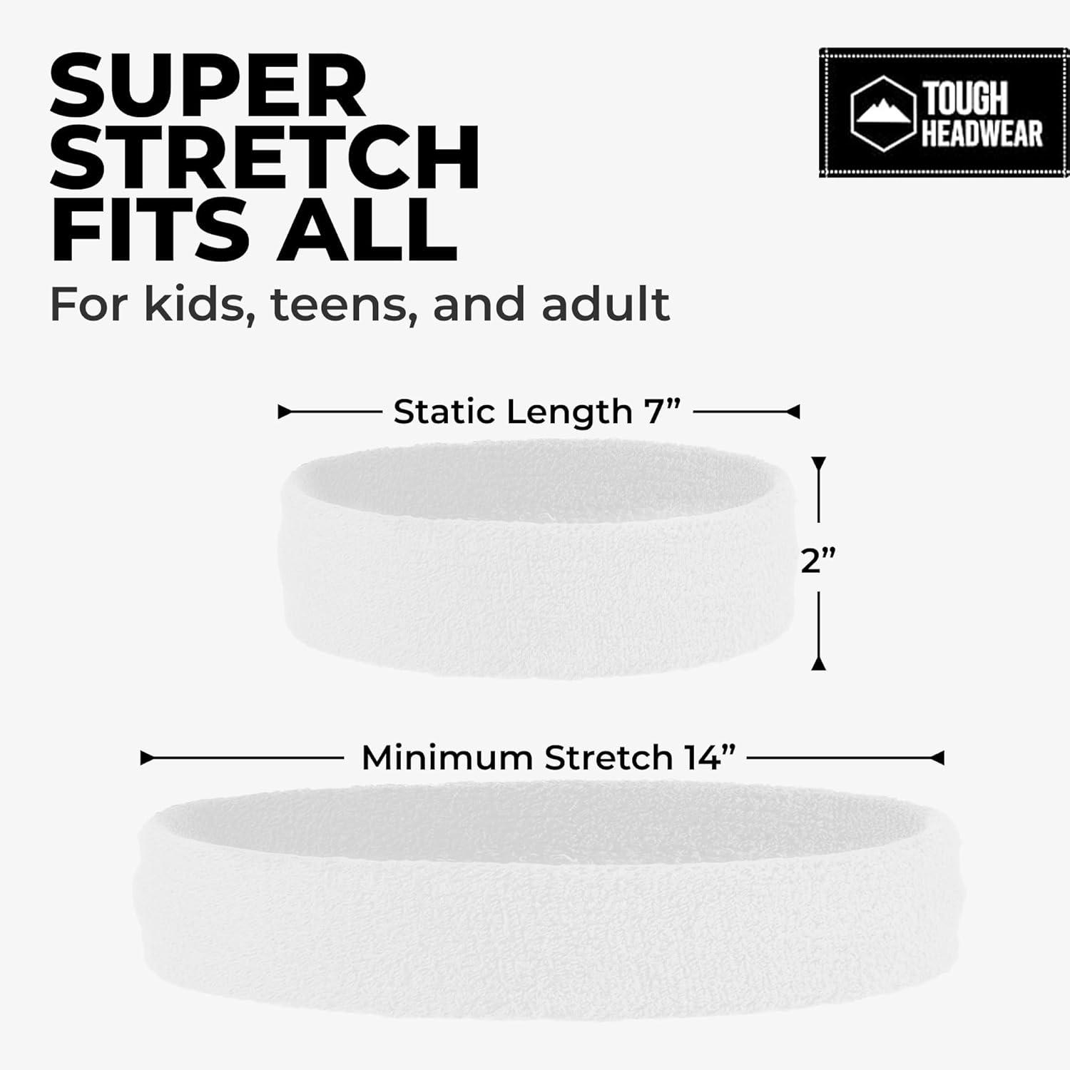 imageRunning Headbands for Men and Women  Athletic Sweatband  Terry Cloth Bands for Basketball Tennis Football Gym Running Cosplay ampamp CostumesHeadbands  White 2pack