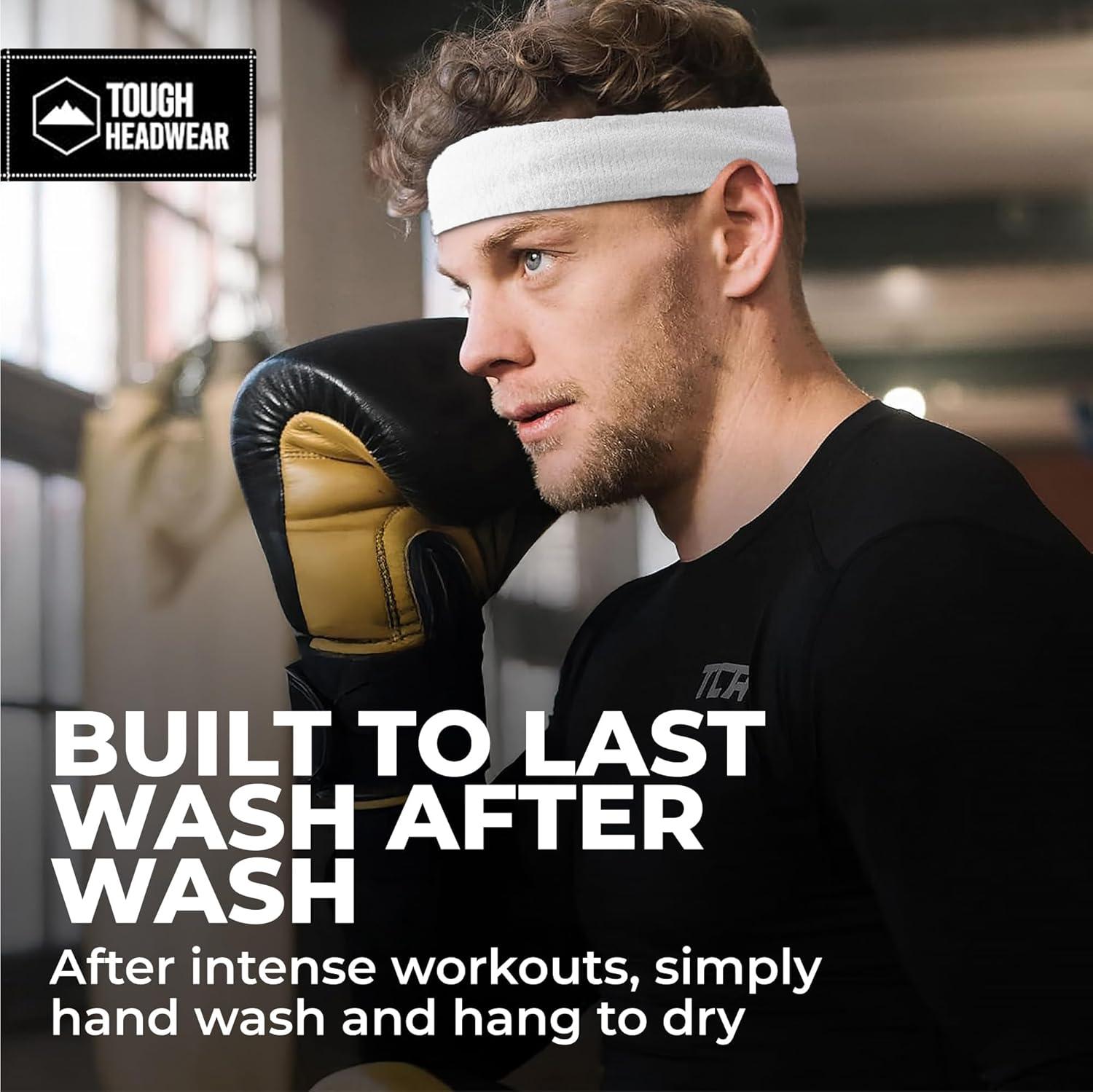 imageRunning Headbands for Men and Women  Athletic Sweatband  Terry Cloth Bands for Basketball Tennis Football Gym Running Cosplay ampamp CostumesHeadbands  White 2pack