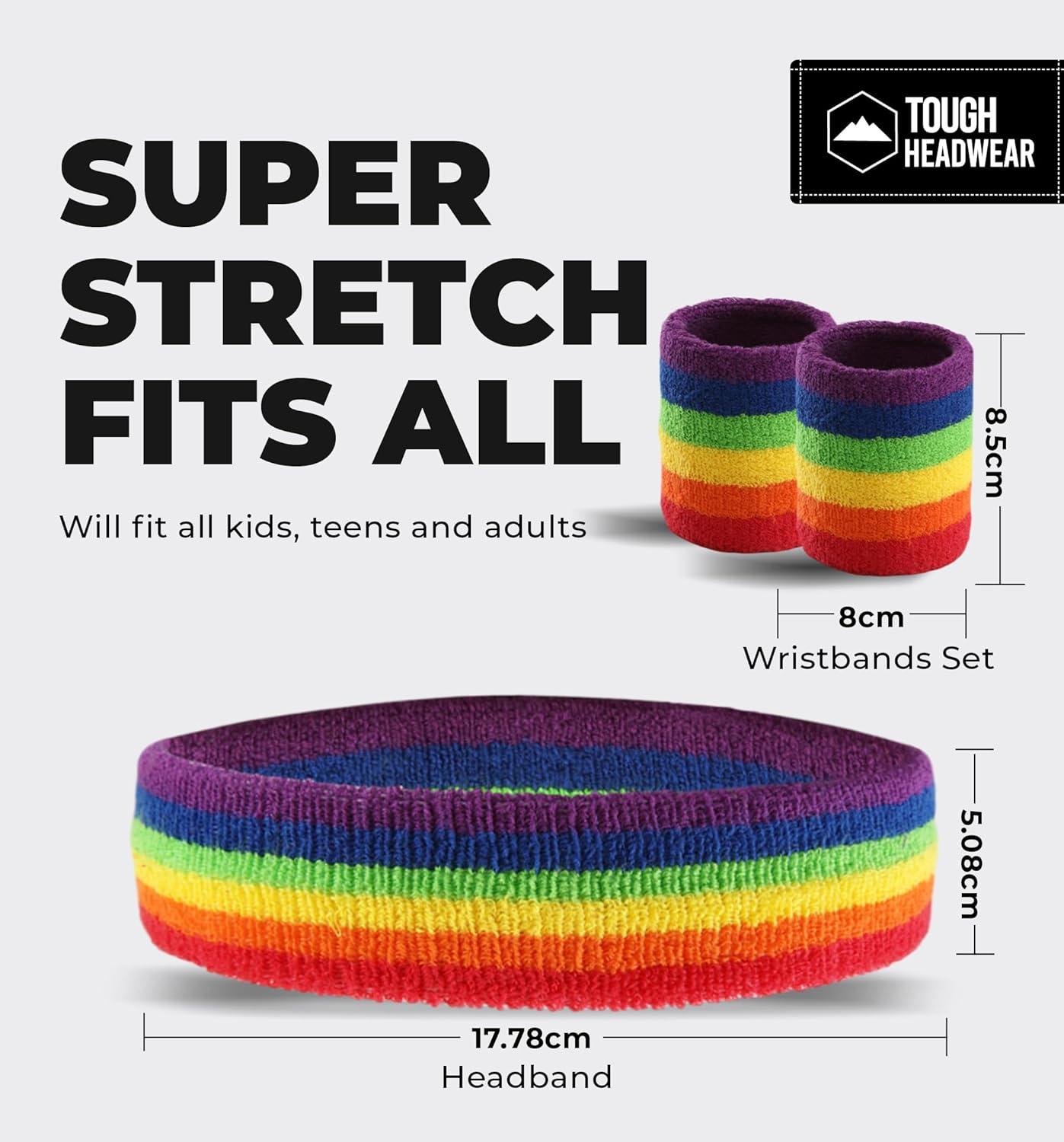 imageRunning Headbands for Men and Women  Athletic Sweatband  Terry Cloth Bands for Basketball Tennis Football Gym Running Cosplay ampamp CostumesHeadbands  Rainbow