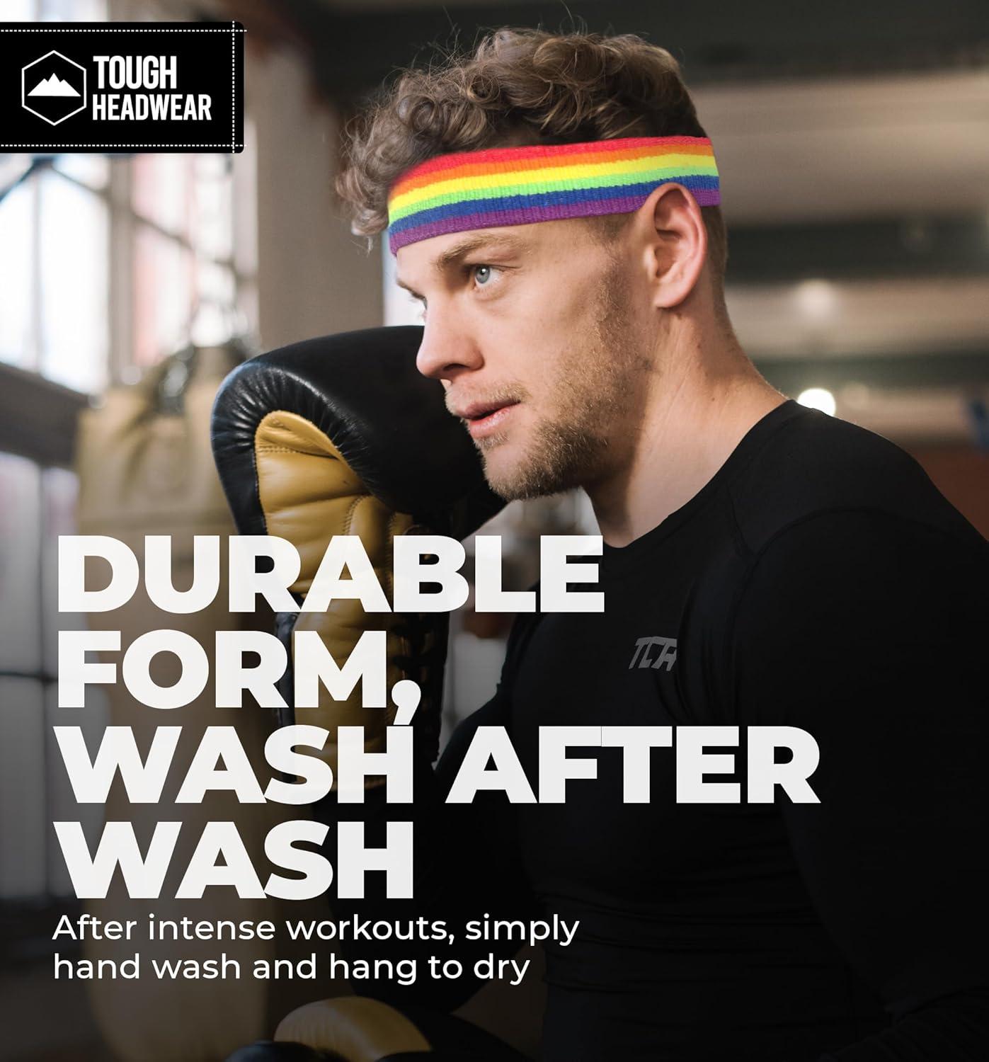 imageRunning Headbands for Men and Women  Athletic Sweatband  Terry Cloth Bands for Basketball Tennis Football Gym Running Cosplay ampamp CostumesHeadbands  Rainbow