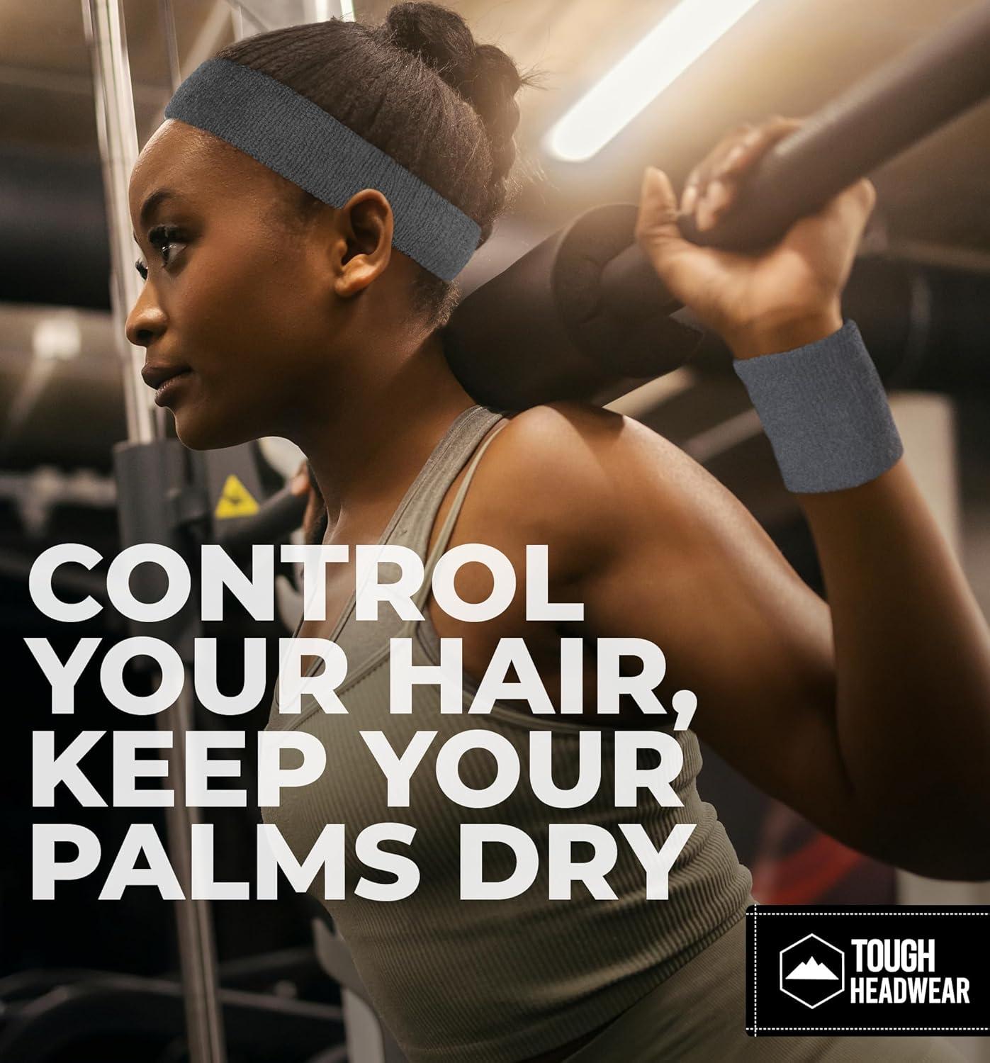 imageRunning Headbands for Men and Women  Athletic Sweatband  Terry Cloth Bands for Basketball Tennis Football Gym Running Cosplay ampamp Costumesdark grey