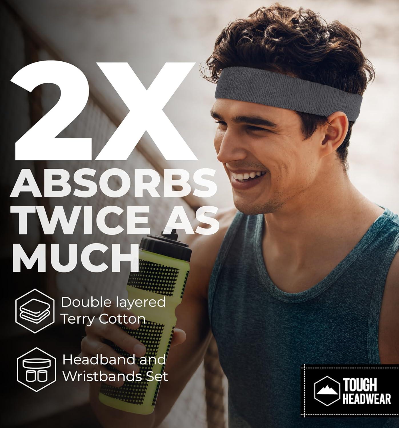 imageRunning Headbands for Men and Women  Athletic Sweatband  Terry Cloth Bands for Basketball Tennis Football Gym Running Cosplay ampamp Costumesdark grey