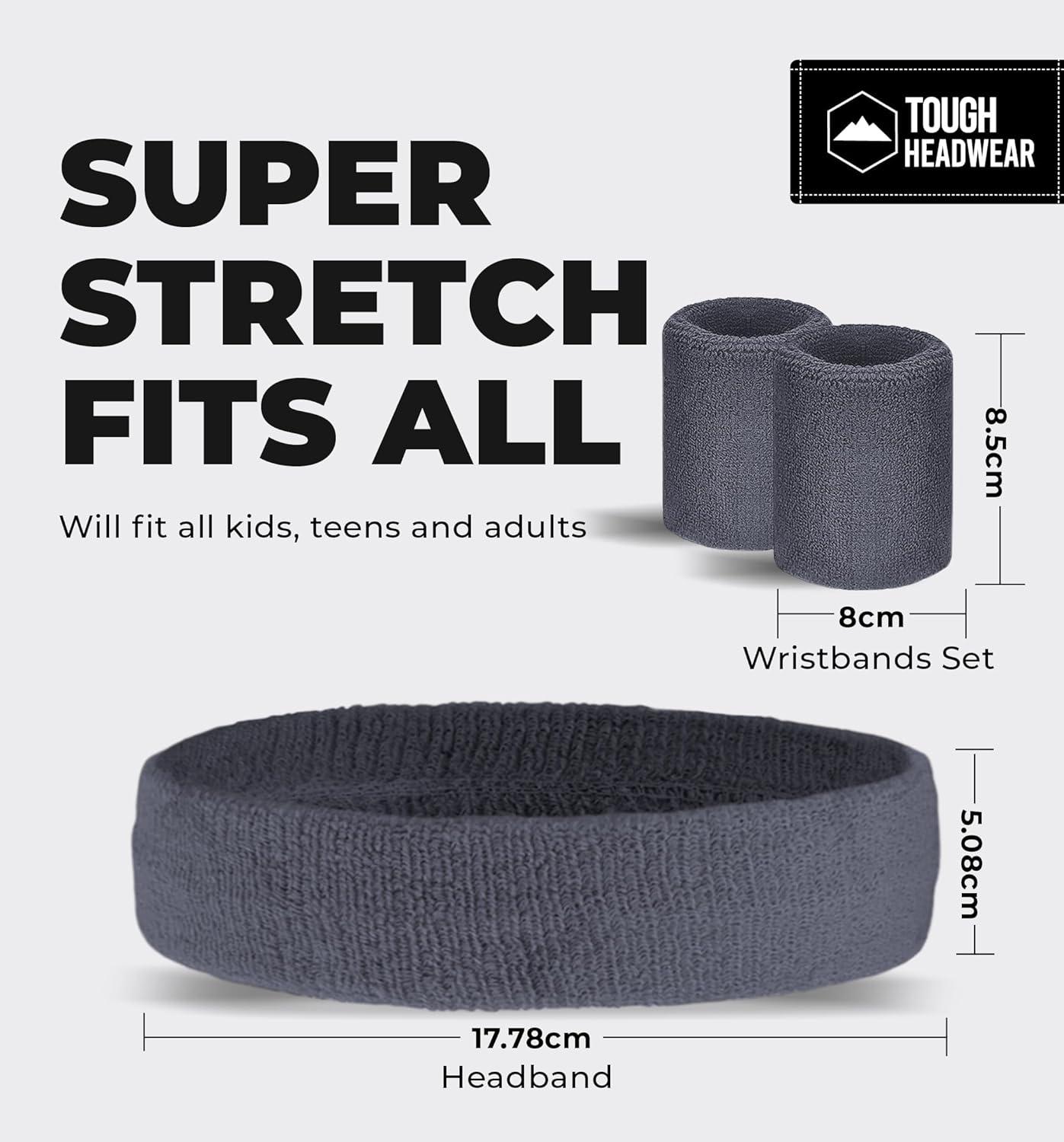 imageRunning Headbands for Men and Women  Athletic Sweatband  Terry Cloth Bands for Basketball Tennis Football Gym Running Cosplay ampamp Costumesdark grey