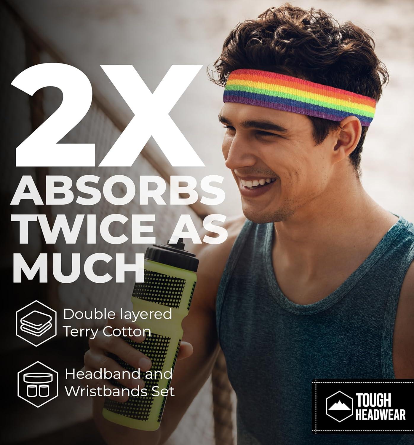 imageRunning Headbands for Men and Women  Athletic Sweatband  Terry Cloth Bands for Basketball Tennis Football Gym Running Cosplay ampamp Costumesmulticolor