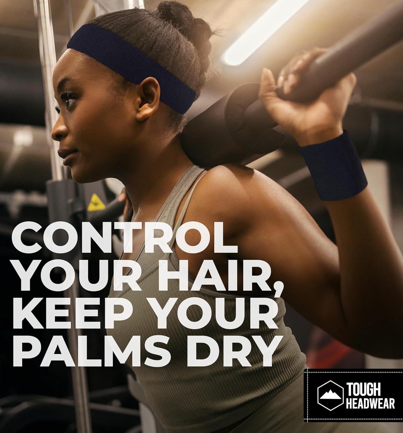 imageRunning Headbands for Men and Women  Athletic Sweatband  Terry Cloth Bands for Basketball Tennis Football Gym Running Cosplay ampamp Costumesnavy blue