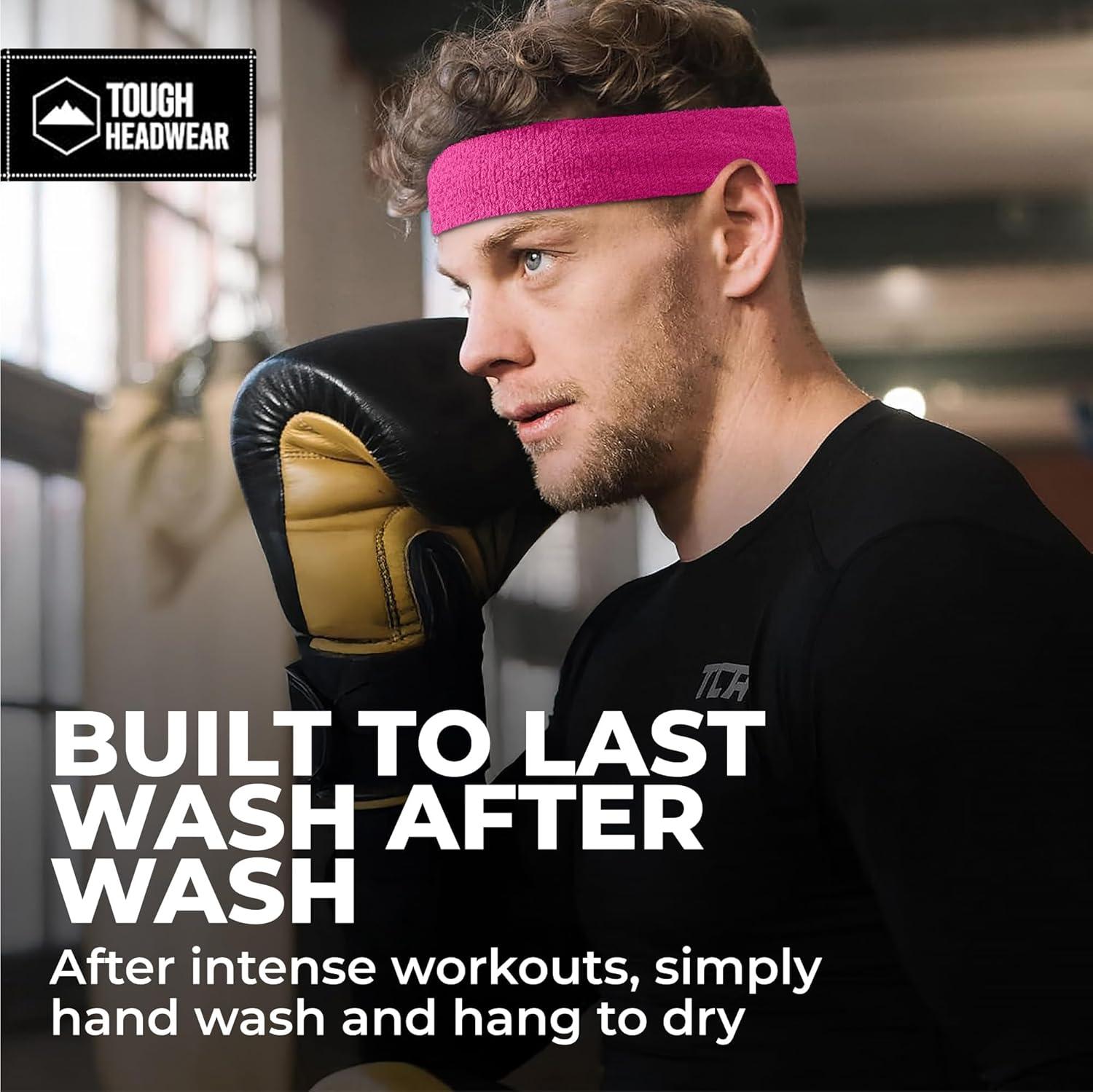 imageRunning Headbands for Men and Women  Athletic Sweatband  Terry Cloth Bands for Basketball Tennis Football Gym Running Cosplay ampamp Costumespink