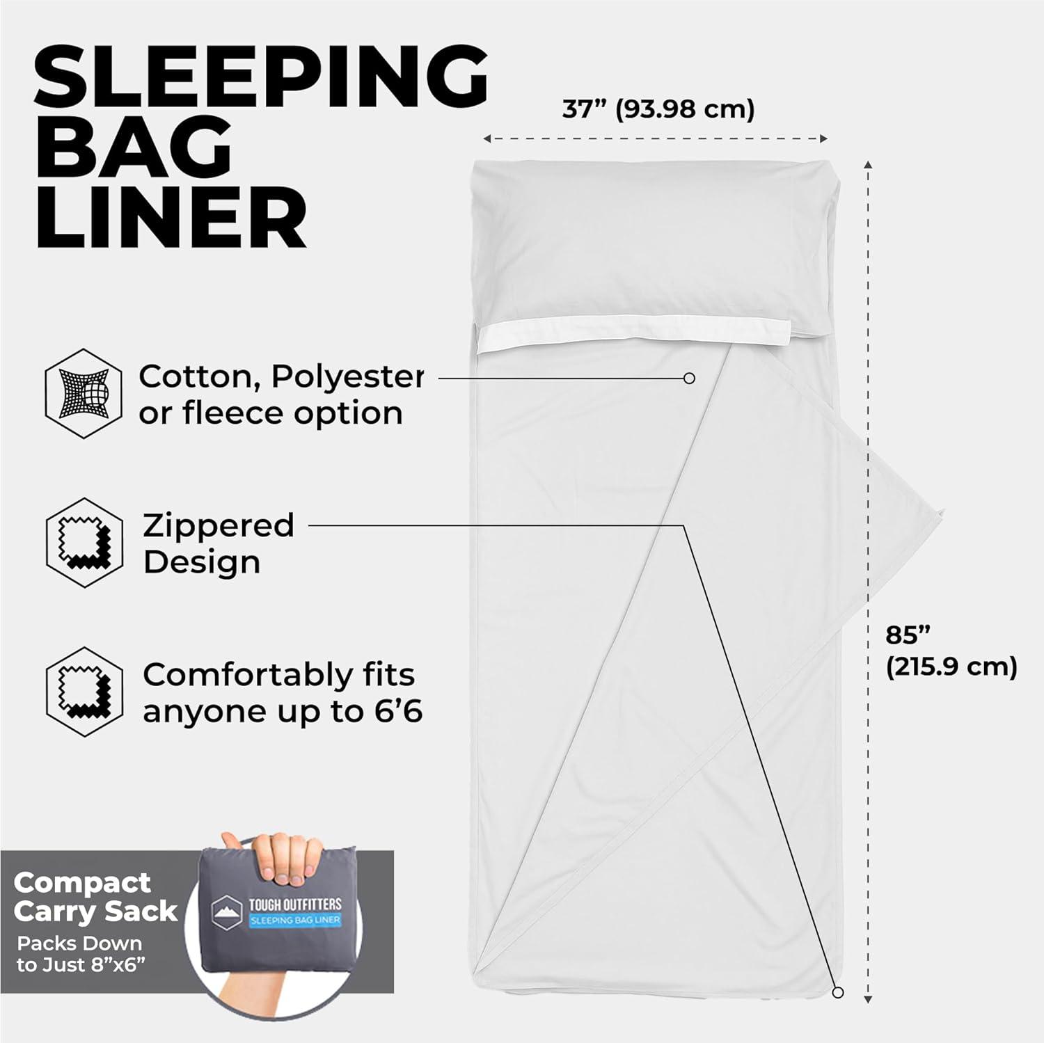 imageSleeping Bag Liner  Adult Sleep Sack ampamp Travel Sheets for Hotel  Travel Sleep Sack Camping Sleeping Bag Liners for Cold Weather100 Cotton with Zipper