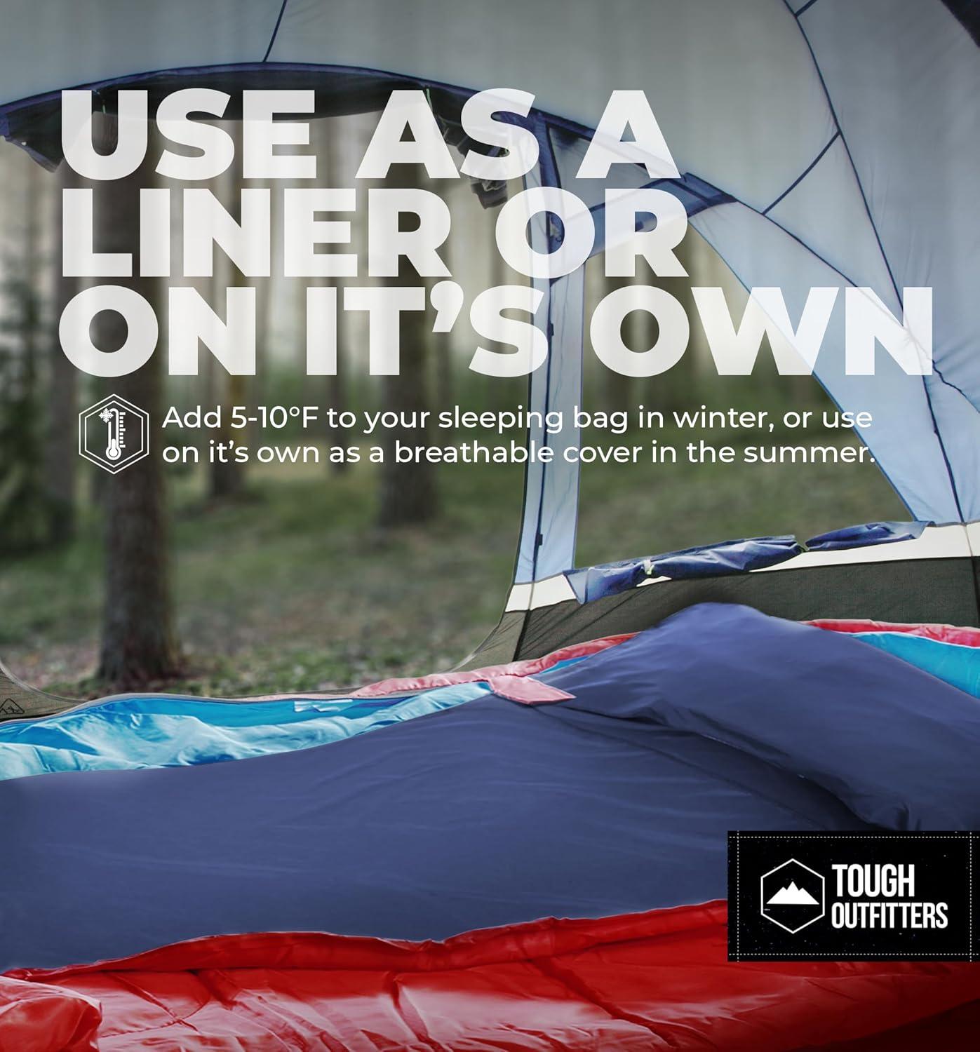 imageSleeping Bag Liner  Adult Sleep Sack ampamp Travel Sheets for Hotel  Travel Sleep Sack Camping Sleeping Bag Liners for Cold WeatherNavy Blue  No Zipper