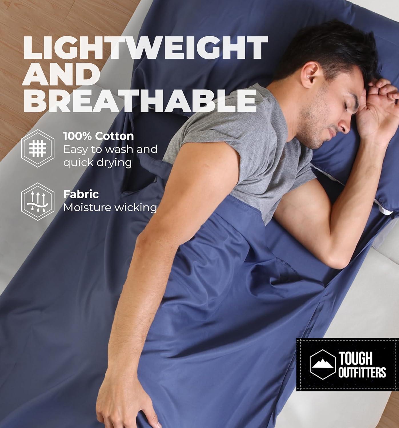 imageSleeping Bag Liner  Adult Sleep Sack ampamp Travel Sheets for Hotel  Travel Sleep Sack Camping Sleeping Bag Liners for Cold WeatherNavy Blue  No Zipper