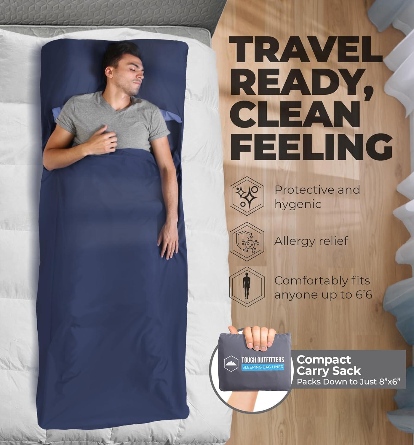 imageSleeping Bag Liner  Adult Sleep Sack ampamp Travel Sheets for Hotel  Travel Sleep Sack Camping Sleeping Bag Liners for Cold WeatherNavy Blue  No Zipper