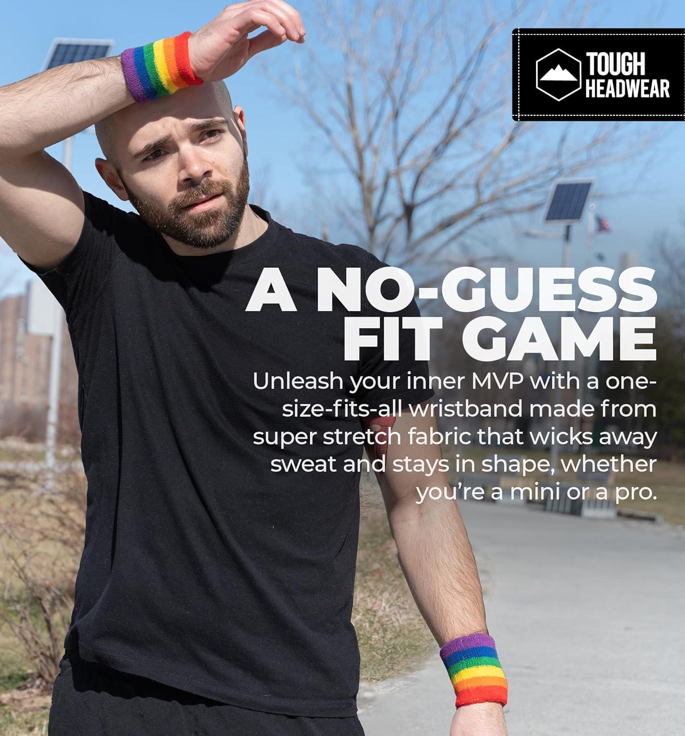 imageSports Sweatbands  Arm Bands for Wrists Sweat Absorption for Men ampamp WomenWristband  Rainbow