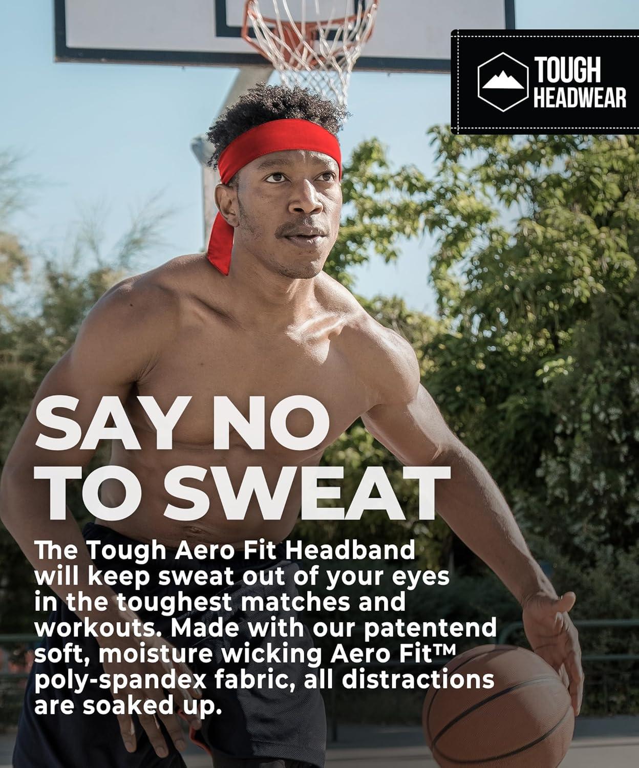 imageTie Headband for Men Tennis Headband for WomenSweat Band for Workout Head Tie for Running Football BasketballAthleticsRed