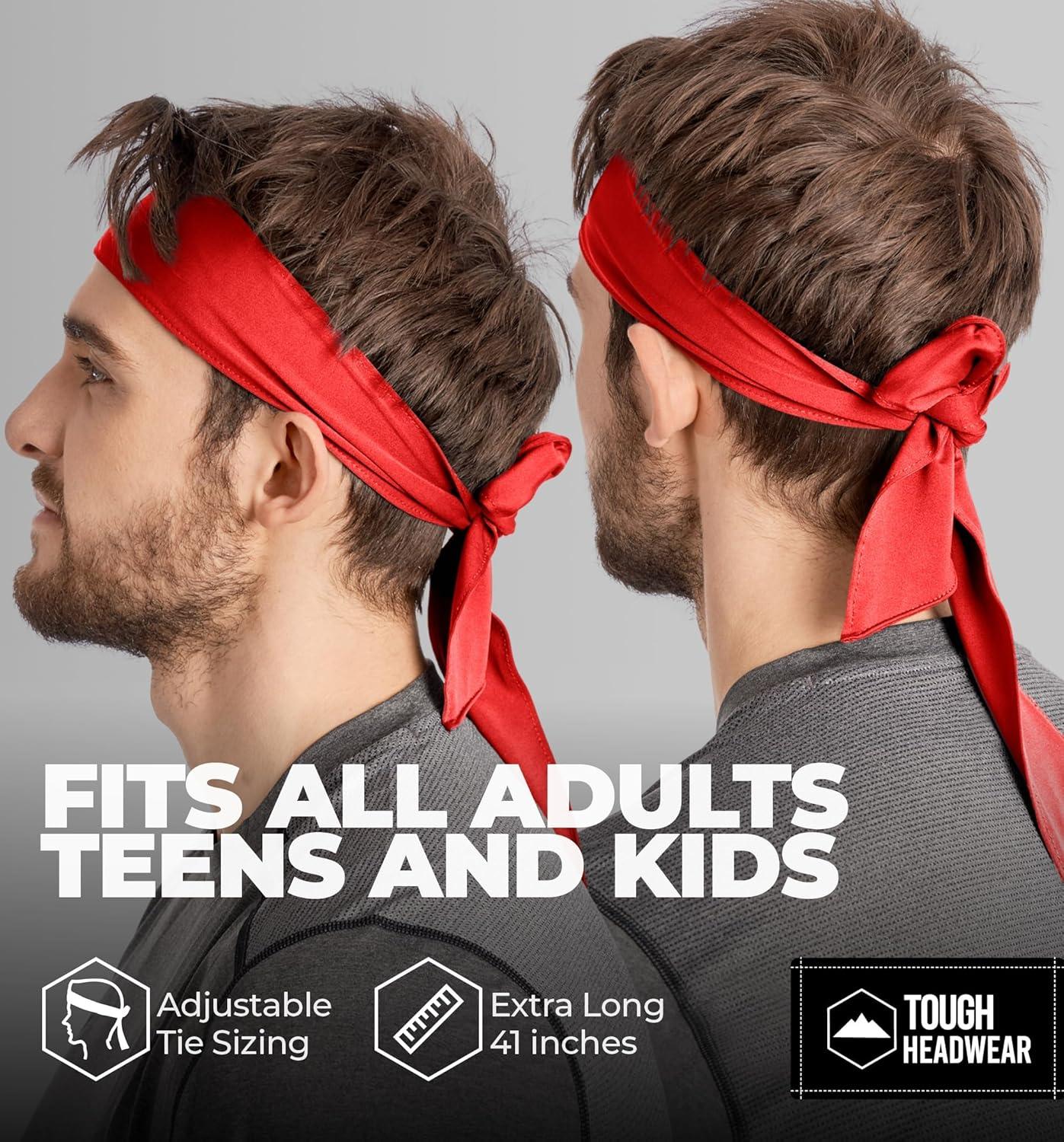 imageTie Headband for Men Tennis Headband for WomenSweat Band for Workout Head Tie for Running Football BasketballAthleticsRed