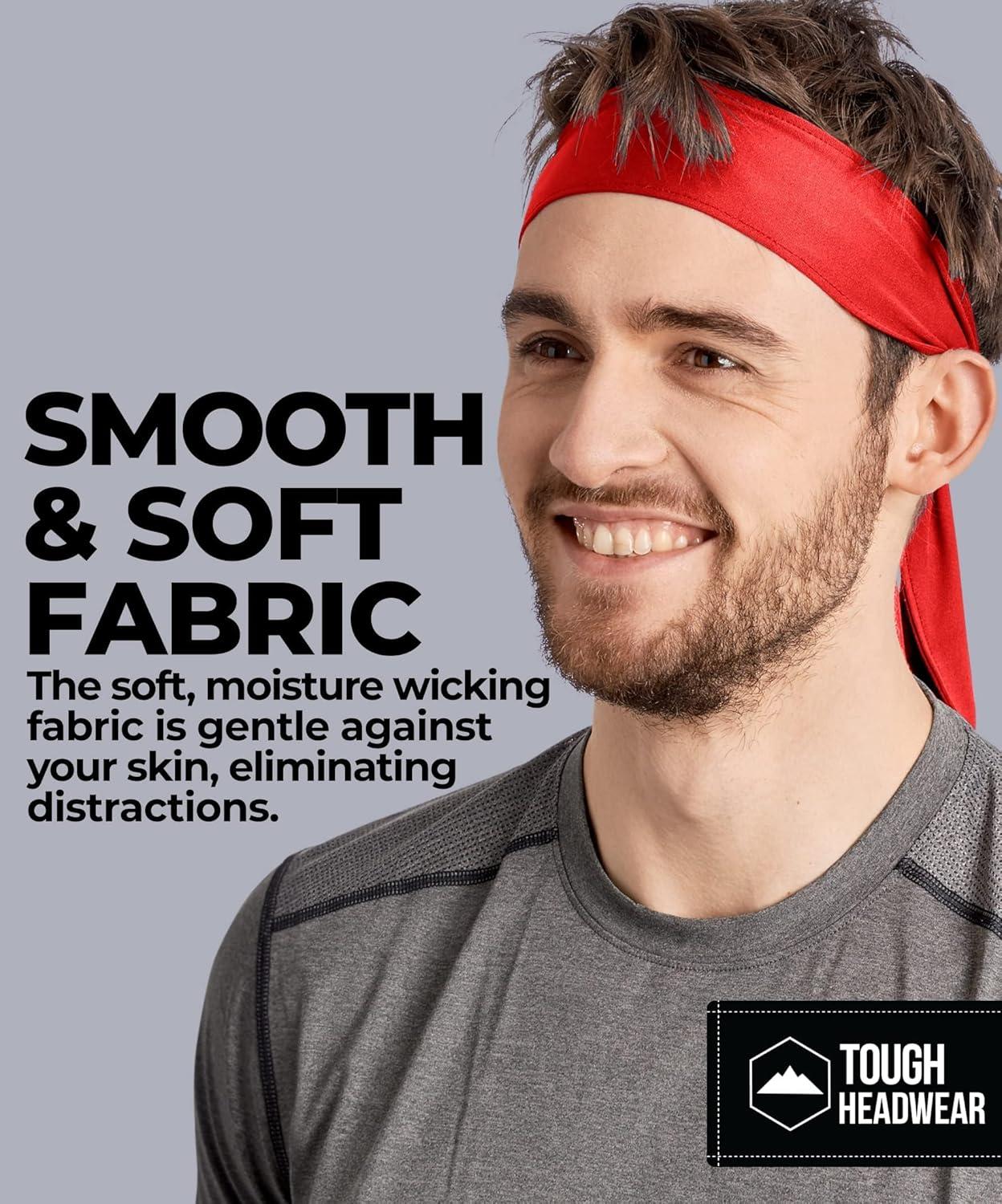 imageTie Headband for Men Tennis Headband for WomenSweat Band for Workout Head Tie for Running Football BasketballAthleticsRed