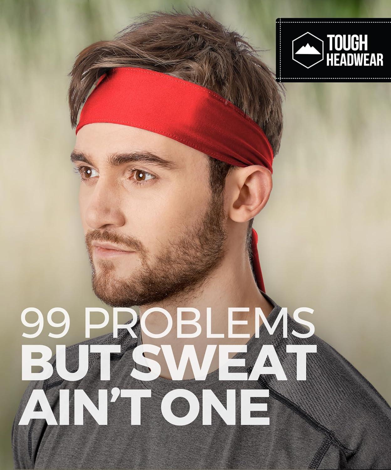 imageTie Headband for Men Tennis Headband for WomenSweat Band for Workout Head Tie for Running Football BasketballAthleticsRed