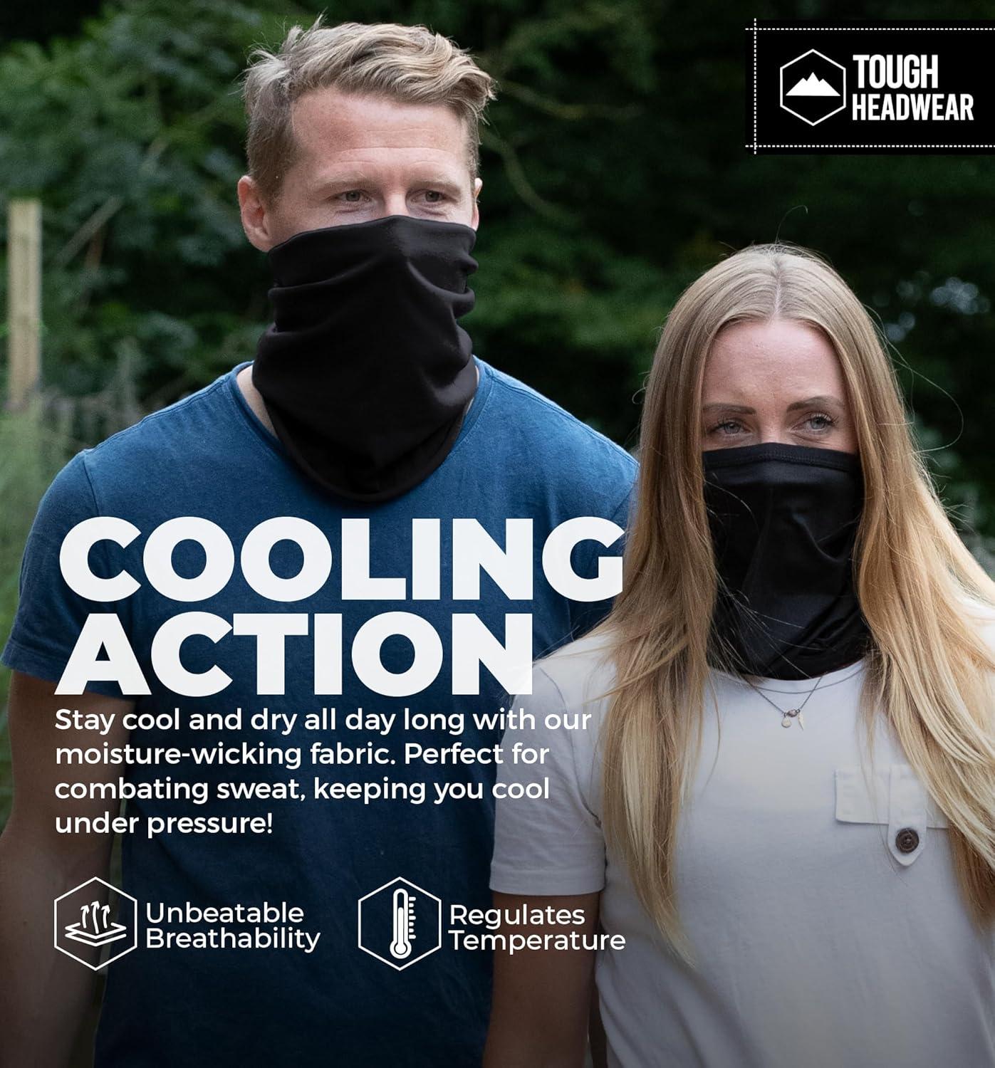 imageTough Headband Neck Gaiter Mask for Men ampamp Women  Neck Gaiter Face Mask ampamp Dust Protection wUV for Fishing Running ampamp HikingMidnight Black