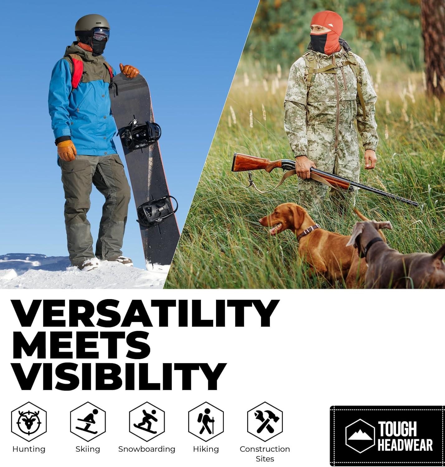 imageTough Headwear Camo Face Mask  Balaclava Ski Masks for Men  Hunting Head Cover Duck Hunting Facemask for Cold WeatherOrange
