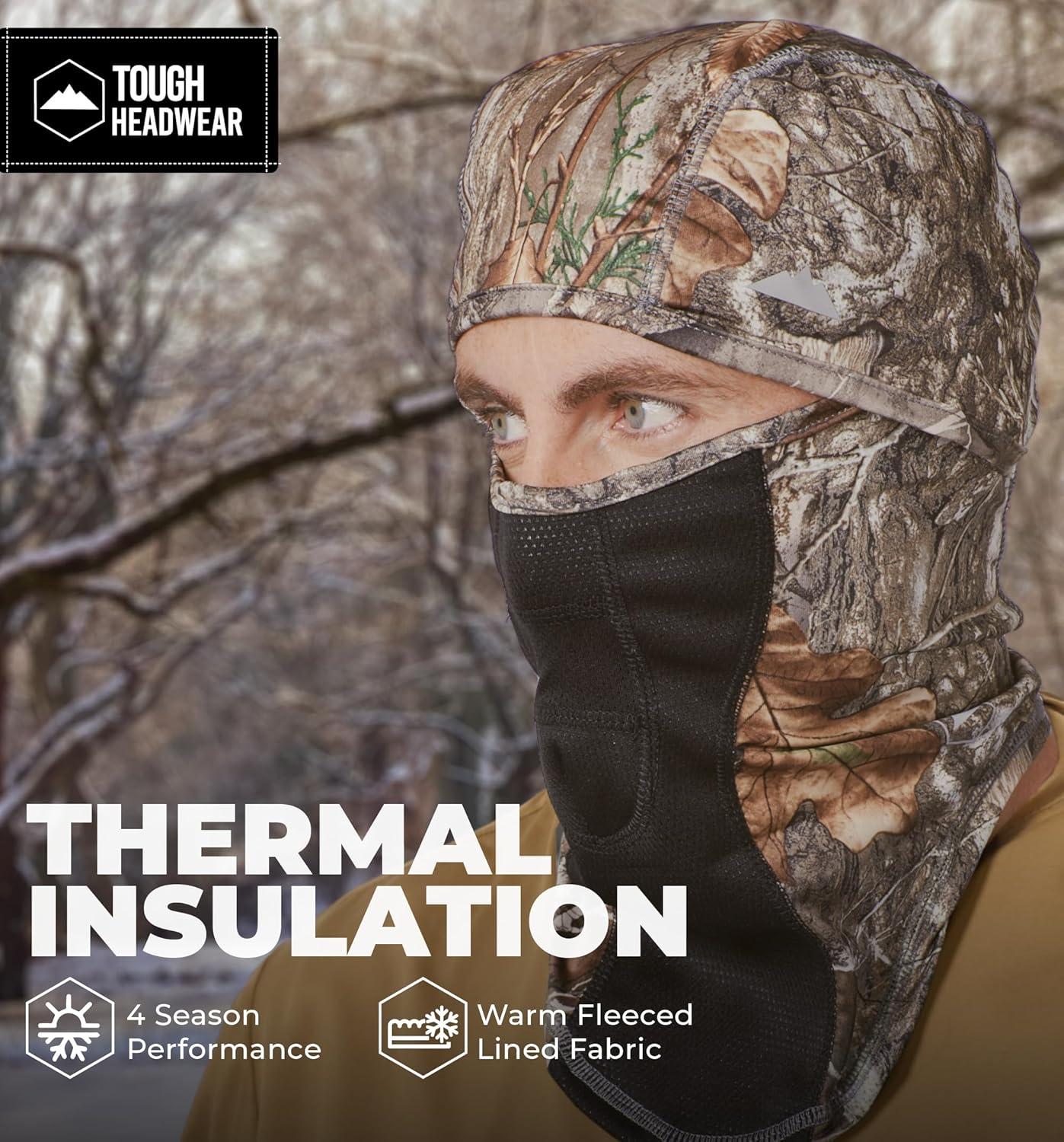 imageTough Headwear Camo Face Mask  Balaclava Ski Masks for Men  Hunting Head Cover Duck Hunting Facemask for Cold WeatherRealtree Camo