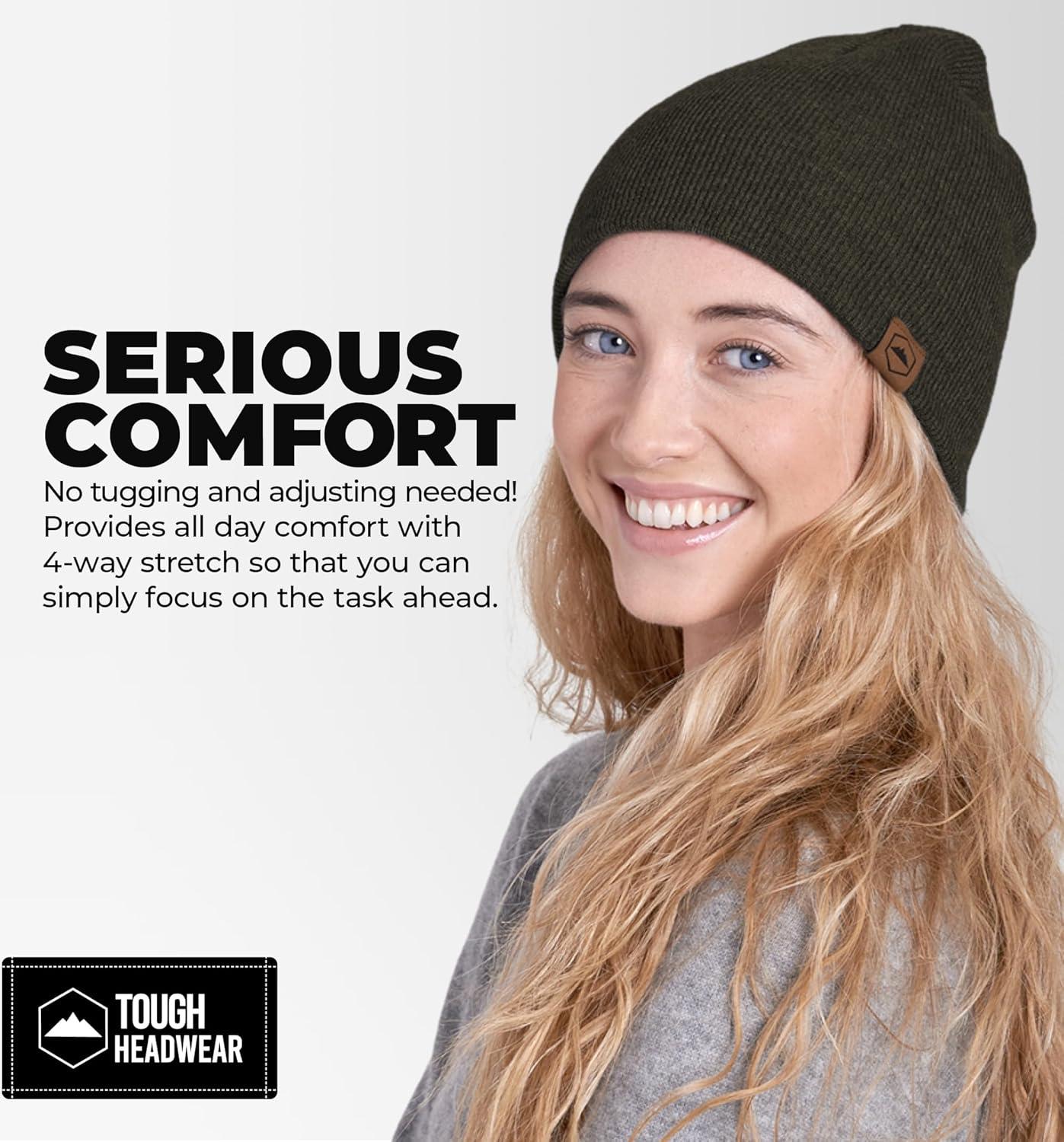 imageTough Headwear Daily Knit Beanie  Beanies Hats for Men  Winter Hats for Men ampamp Women  Warm Knitted Hats for Cold WeatherArmy Green