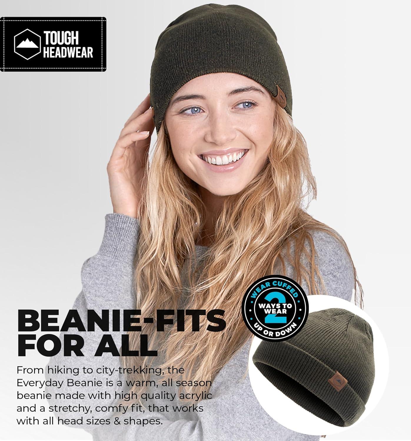 imageTough Headwear Daily Knit Beanie  Beanies Hats for Men  Winter Hats for Men ampamp Women  Warm Knitted Hats for Cold WeatherArmy Green