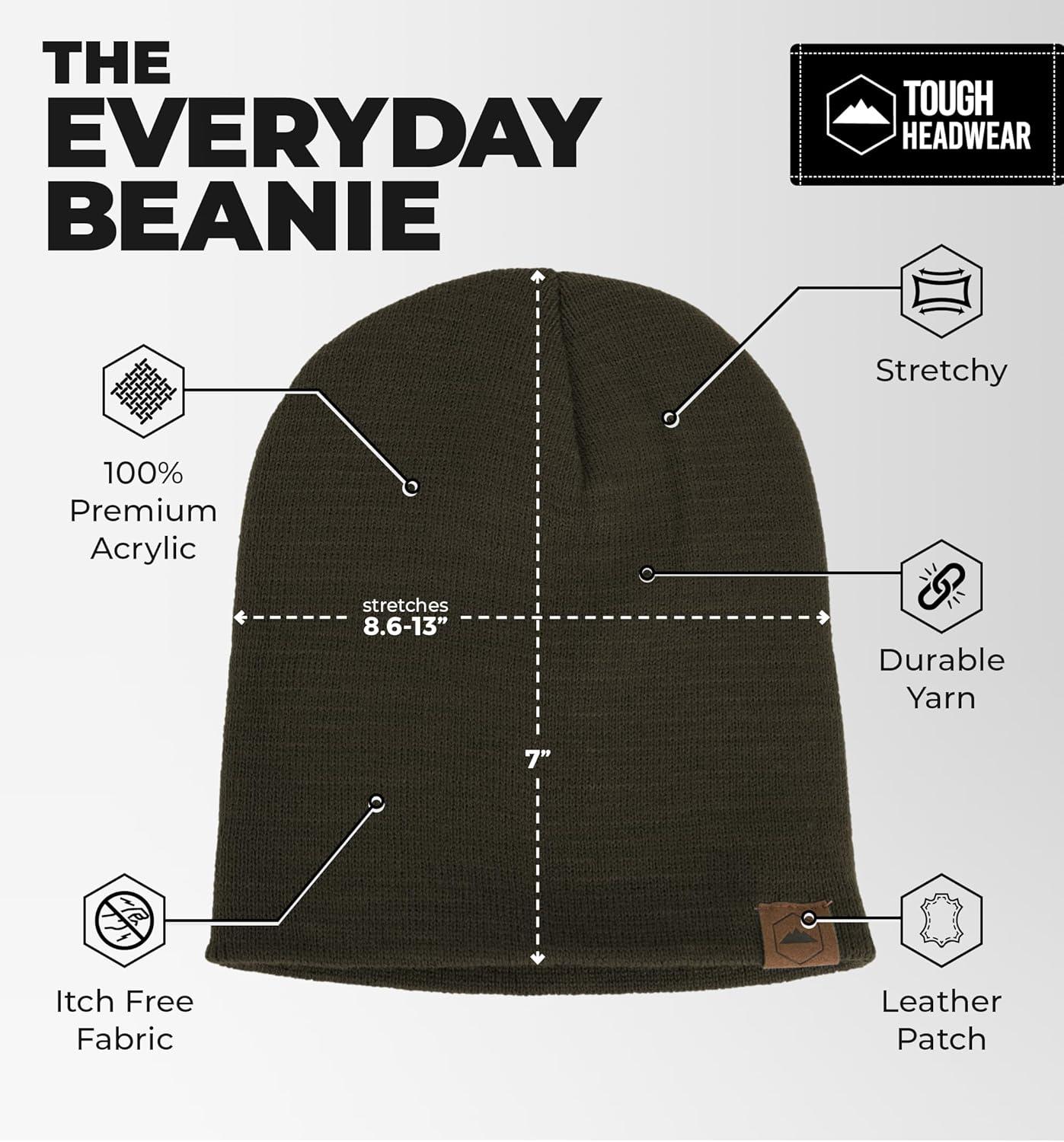 imageTough Headwear Daily Knit Beanie  Beanies Hats for Men  Winter Hats for Men ampamp Women  Warm Knitted Hats for Cold WeatherArmy Green