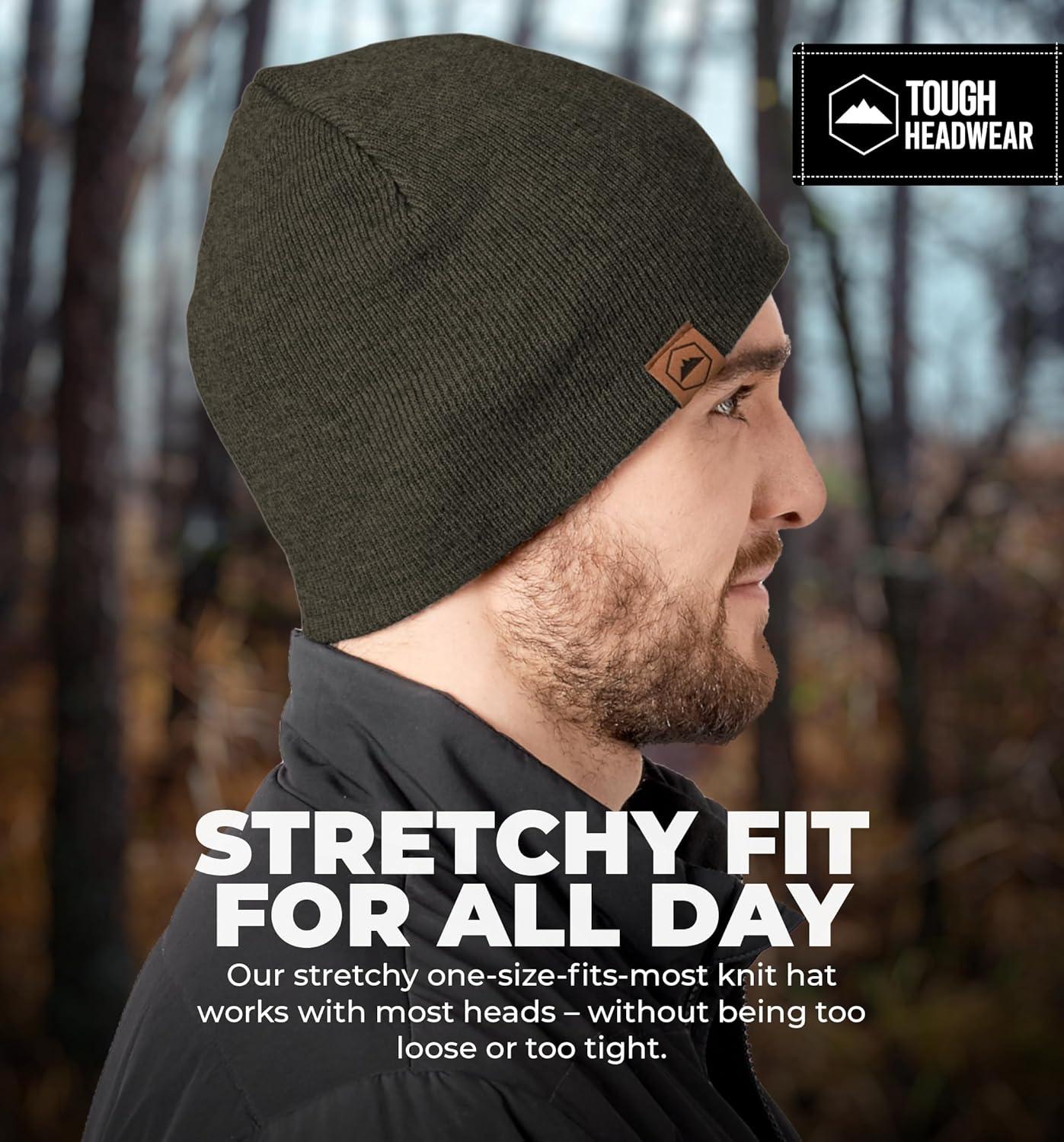 imageTough Headwear Daily Knit Beanie  Beanies Hats for Men  Winter Hats for Men ampamp Women  Warm Knitted Hats for Cold WeatherArmy Green