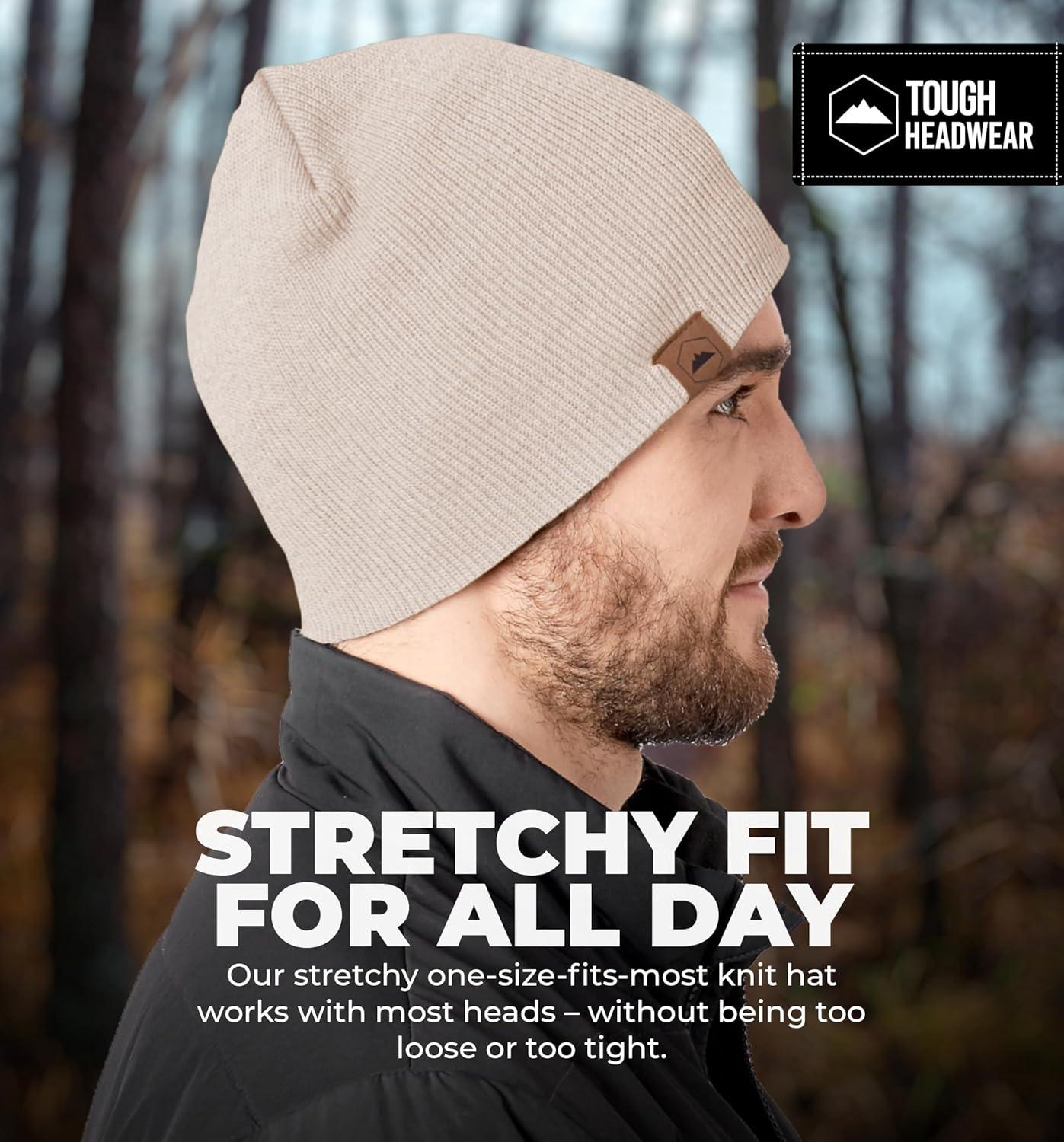 imageTough Headwear Daily Knit Beanie  Beanies Hats for Men  Winter Hats for Men ampamp Women  Warm Knitted Hats for Cold WeatherBeige