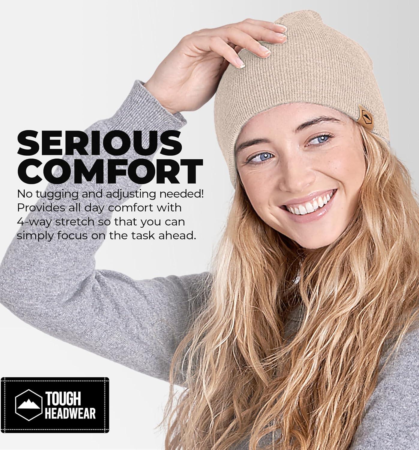 imageTough Headwear Daily Knit Beanie  Beanies Hats for Men  Winter Hats for Men ampamp Women  Warm Knitted Hats for Cold WeatherBeige