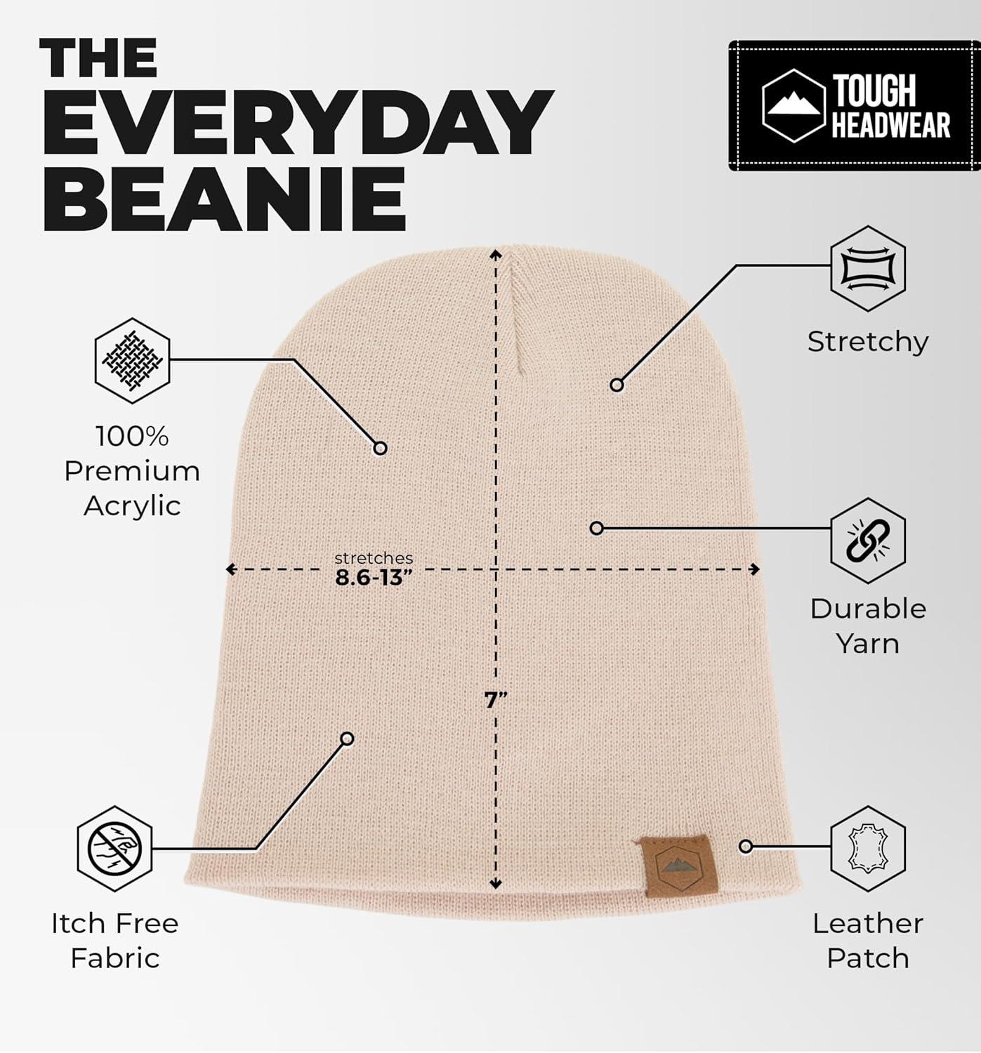 imageTough Headwear Daily Knit Beanie  Beanies Hats for Men  Winter Hats for Men ampamp Women  Warm Knitted Hats for Cold WeatherBeige