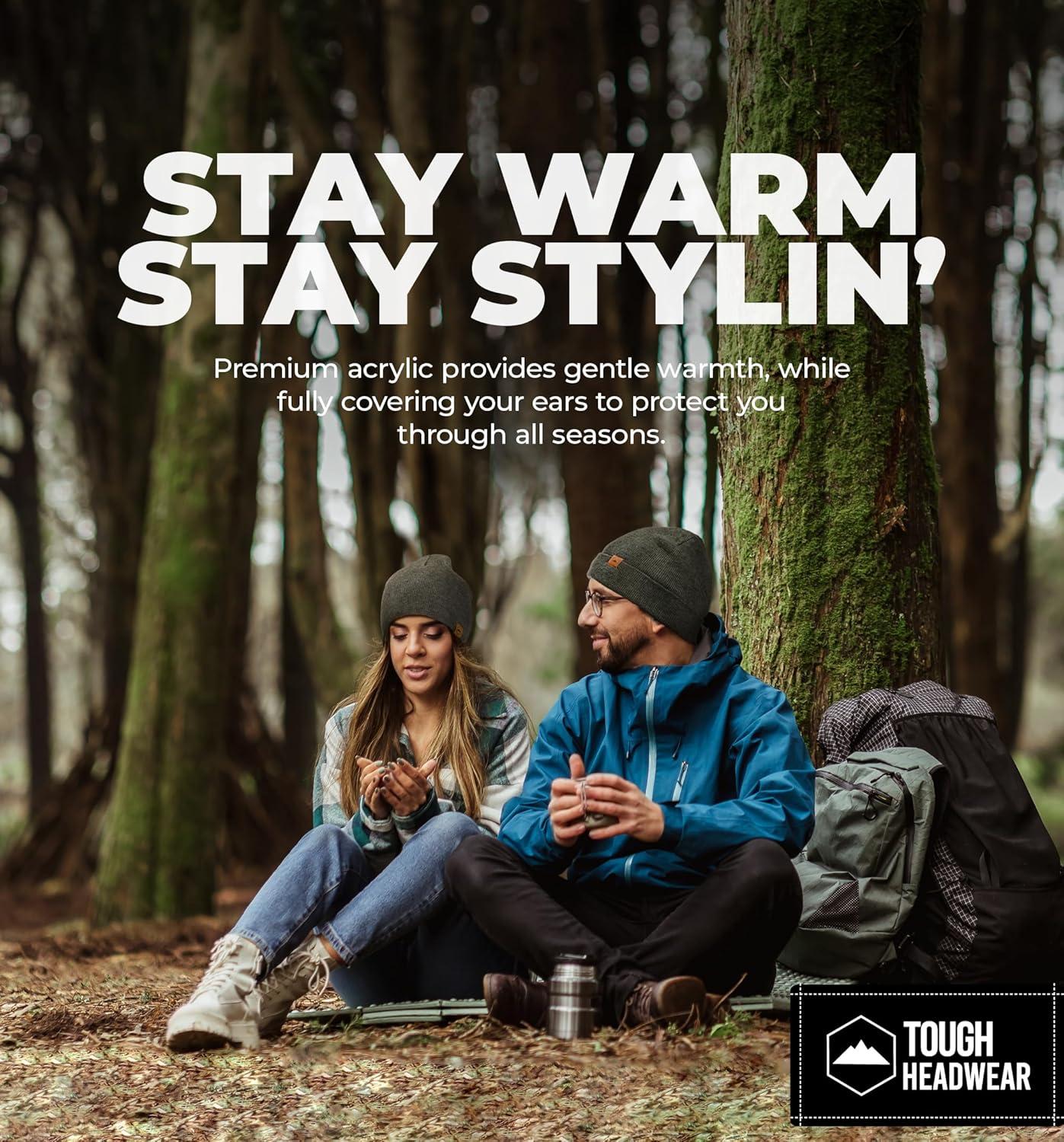 imageTough Headwear Daily Knit Beanie  Beanies Hats for Men  Winter Hats for Men ampamp Women  Warm Knitted Hats for Cold WeatherBlack