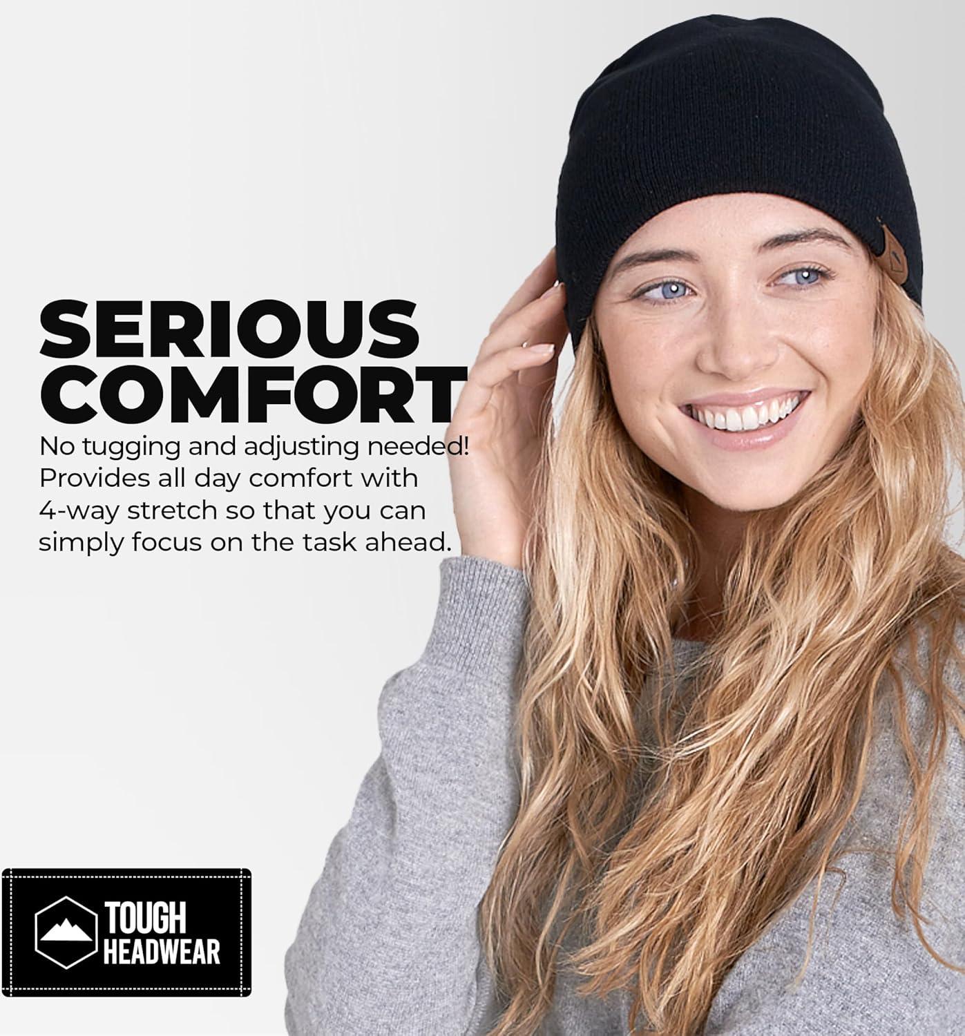 imageTough Headwear Daily Knit Beanie  Beanies Hats for Men  Winter Hats for Men ampamp Women  Warm Knitted Hats for Cold WeatherBlack