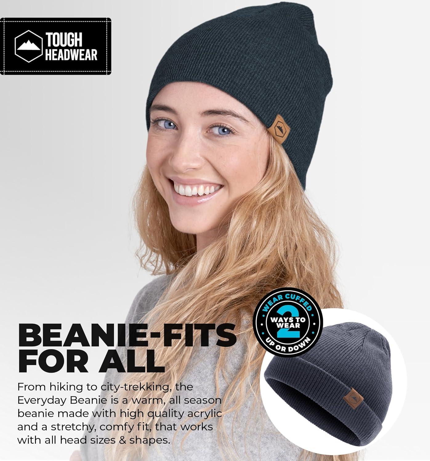 imageTough Headwear Daily Knit Beanie  Beanies Hats for Men  Winter Hats for Men ampamp Women  Warm Knitted Hats for Cold WeatherDark Gray