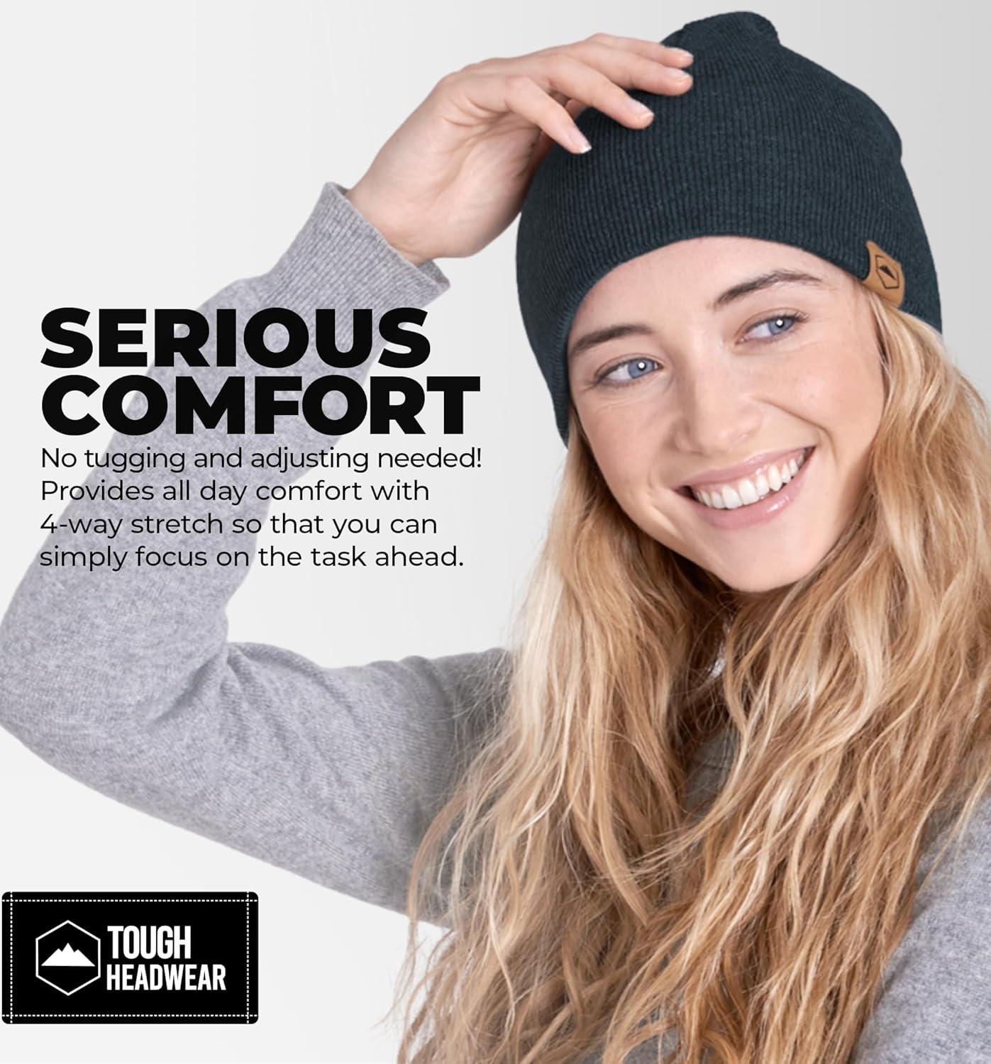 imageTough Headwear Daily Knit Beanie  Beanies Hats for Men  Winter Hats for Men ampamp Women  Warm Knitted Hats for Cold WeatherDark Gray