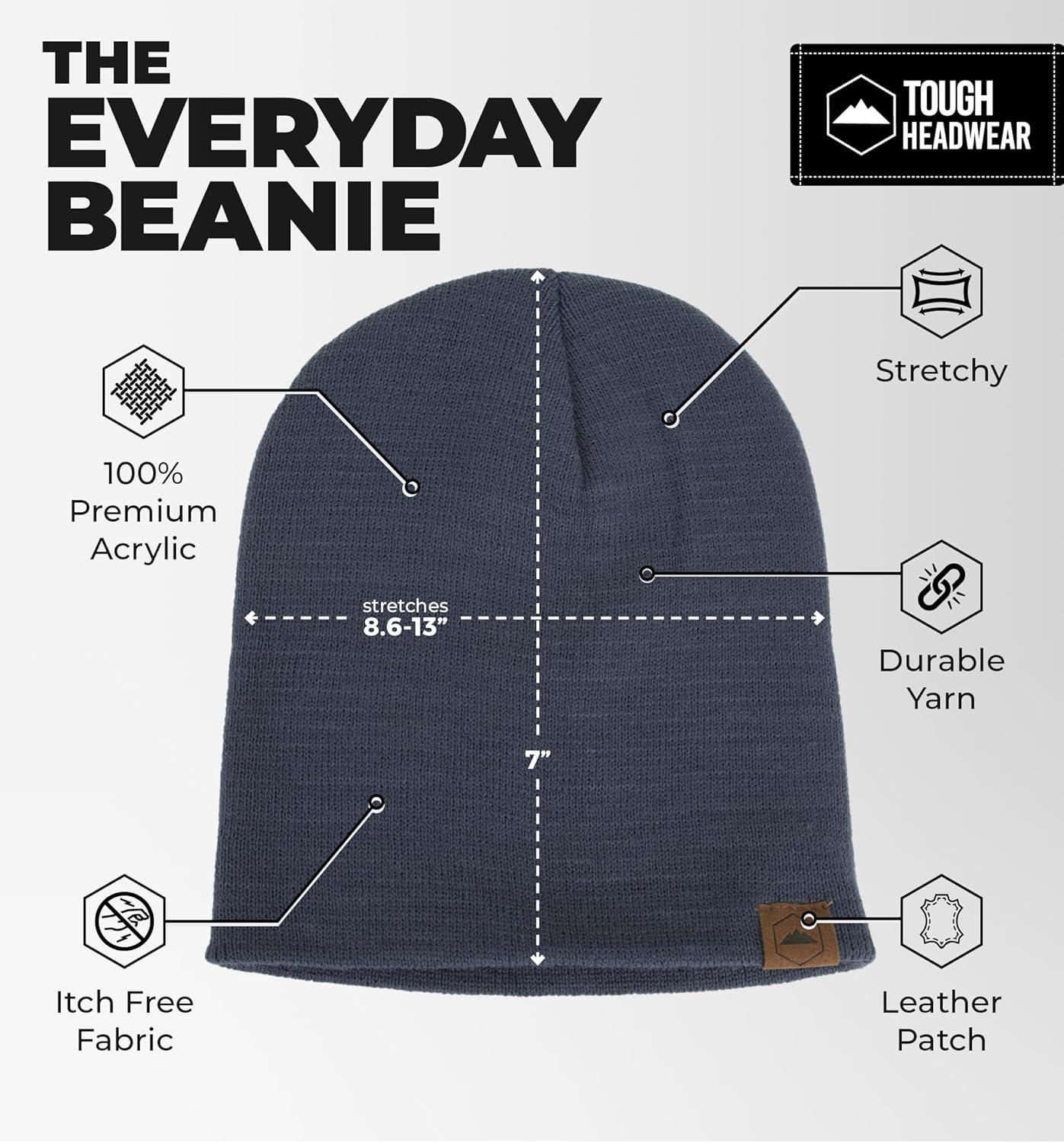 imageTough Headwear Daily Knit Beanie  Beanies Hats for Men  Winter Hats for Men ampamp Women  Warm Knitted Hats for Cold WeatherDark Gray