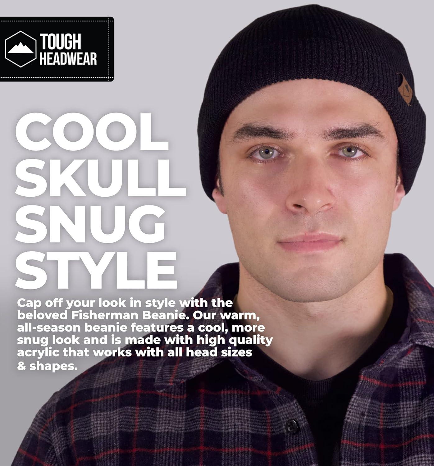 imageTough Headwear Daily Knit Beanie  Beanies Hats for Men  Winter Hats for Men ampamp Women  Warm Knitted Hats for Cold WeatherFishermans  Black