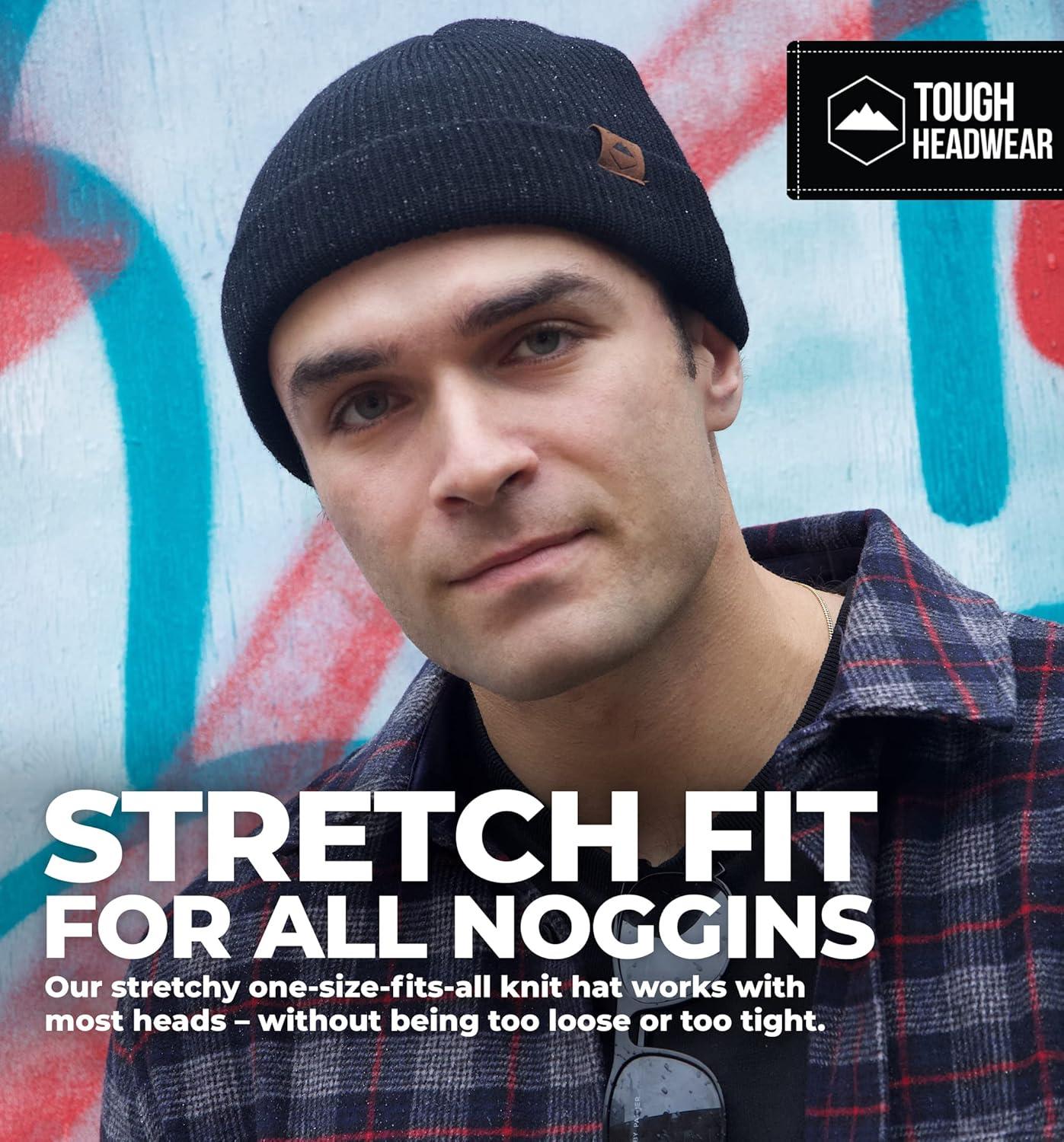 imageTough Headwear Daily Knit Beanie  Beanies Hats for Men  Winter Hats for Men ampamp Women  Warm Knitted Hats for Cold WeatherFishermans  Black