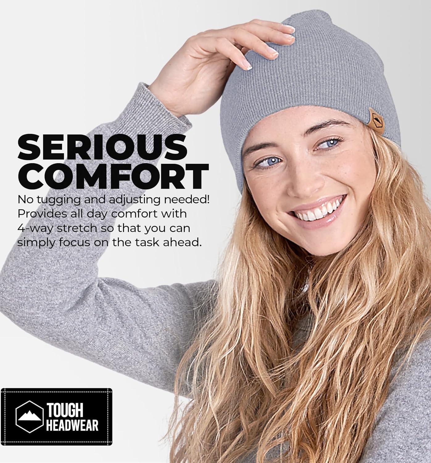 imageTough Headwear Daily Knit Beanie  Beanies Hats for Men  Winter Hats for Men ampamp Women  Warm Knitted Hats for Cold WeatherLight Gray