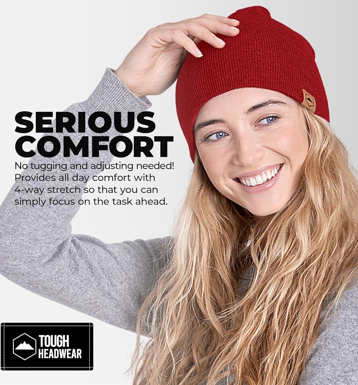 imageTough Headwear Daily Knit Beanie  Beanies Hats for Men  Winter Hats for Men ampamp Women  Warm Knitted Hats for Cold WeatherMaroon
