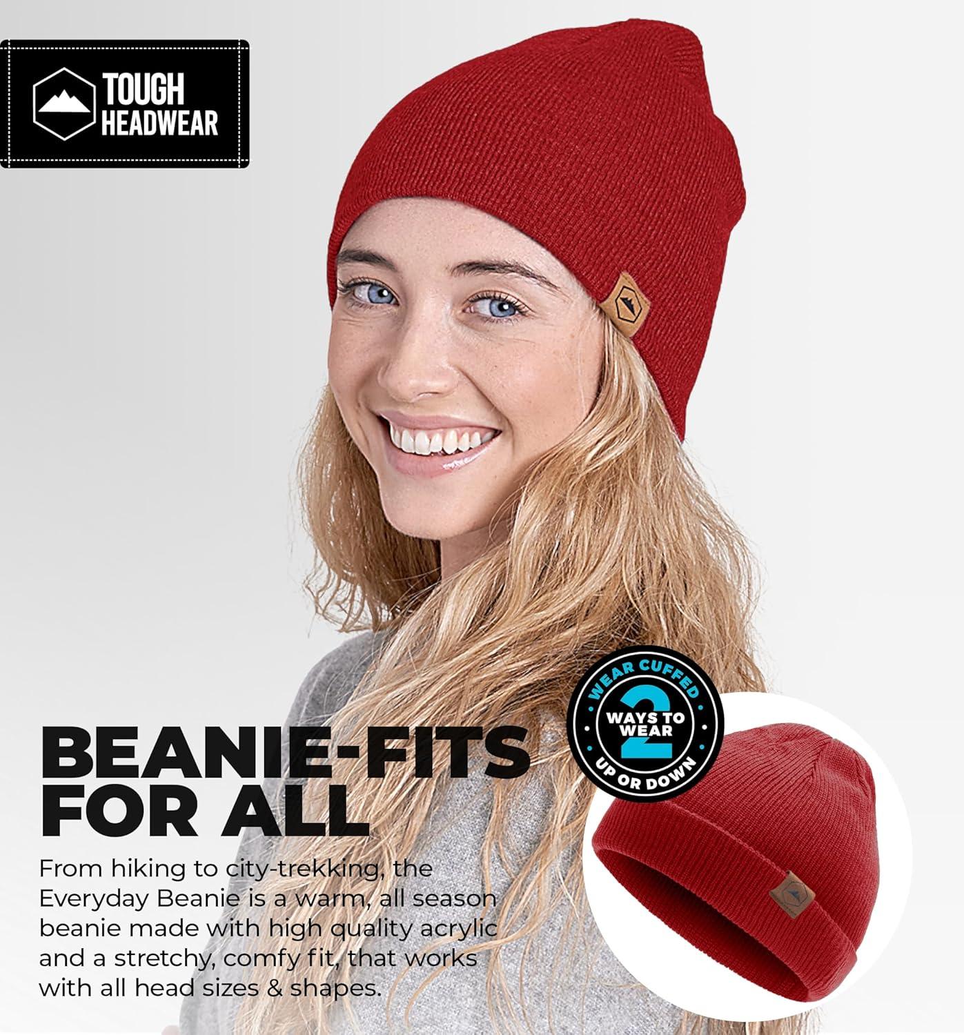 imageTough Headwear Daily Knit Beanie  Beanies Hats for Men  Winter Hats for Men ampamp Women  Warm Knitted Hats for Cold WeatherMaroon