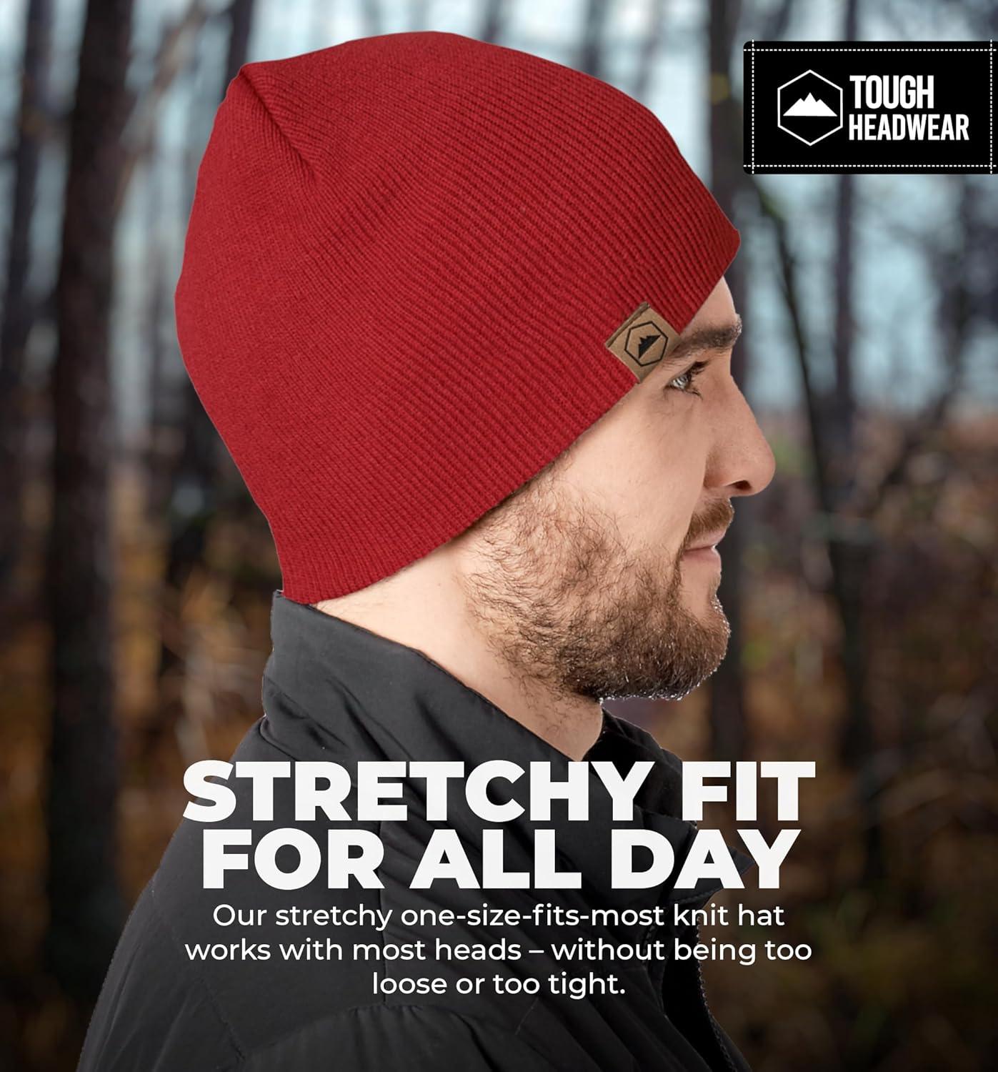 imageTough Headwear Daily Knit Beanie  Beanies Hats for Men  Winter Hats for Men ampamp Women  Warm Knitted Hats for Cold WeatherMaroon