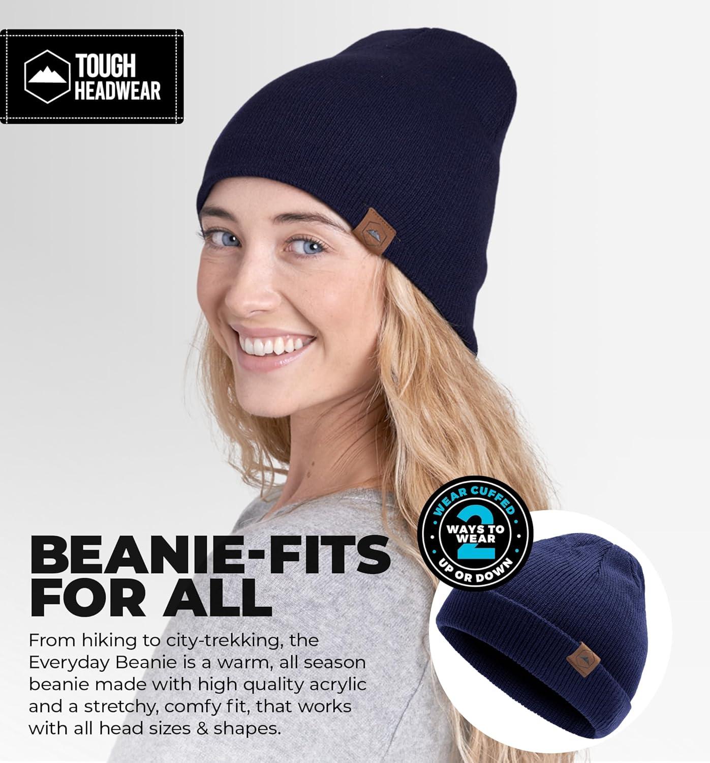 imageTough Headwear Daily Knit Beanie  Beanies Hats for Men  Winter Hats for Men ampamp Women  Warm Knitted Hats for Cold WeatherNavy Blue