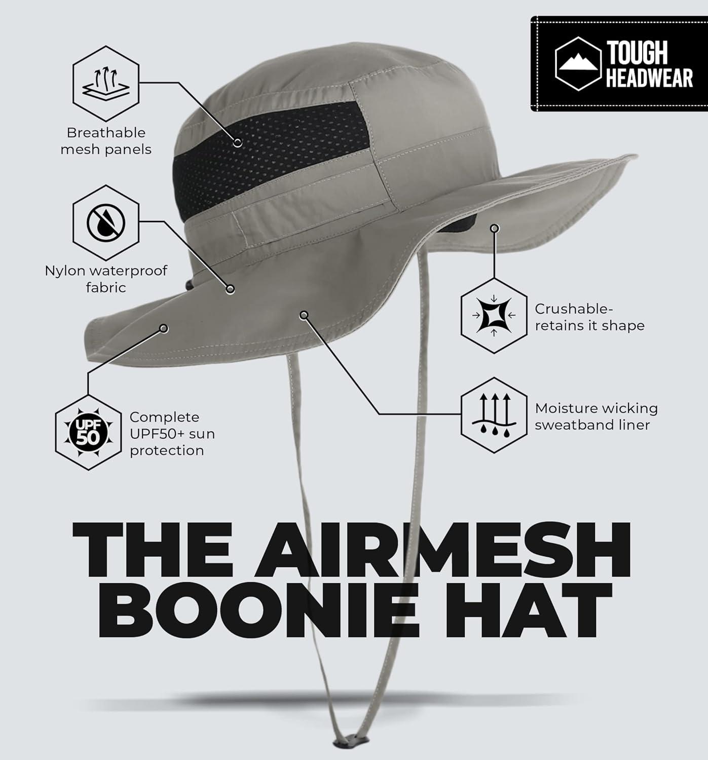 imageTough Headwear Fishing Hat  Boonie Hat for Men ampamp Women  Beach Camping Gardening ampamp Outdoor UseLight Gray