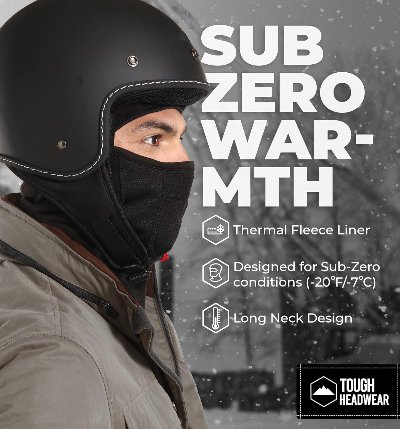 imageTough Headwear Full Face Mask for Cold WeatherMens Balaclava Face Warmer Winter Fleece Ski Masks Motorcycle ampamp ConstructionHeavyweight Hinged Balaclava