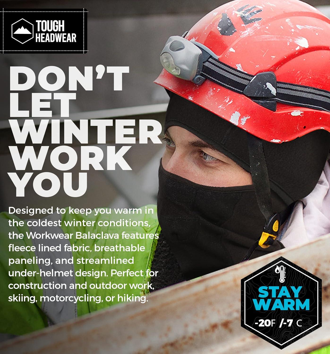 imageTough Headwear Full Face Mask for Cold WeatherMens Balaclava Face Warmer Winter Fleece Ski Masks Motorcycle ampamp ConstructionHeavyweight Hinged Balaclava