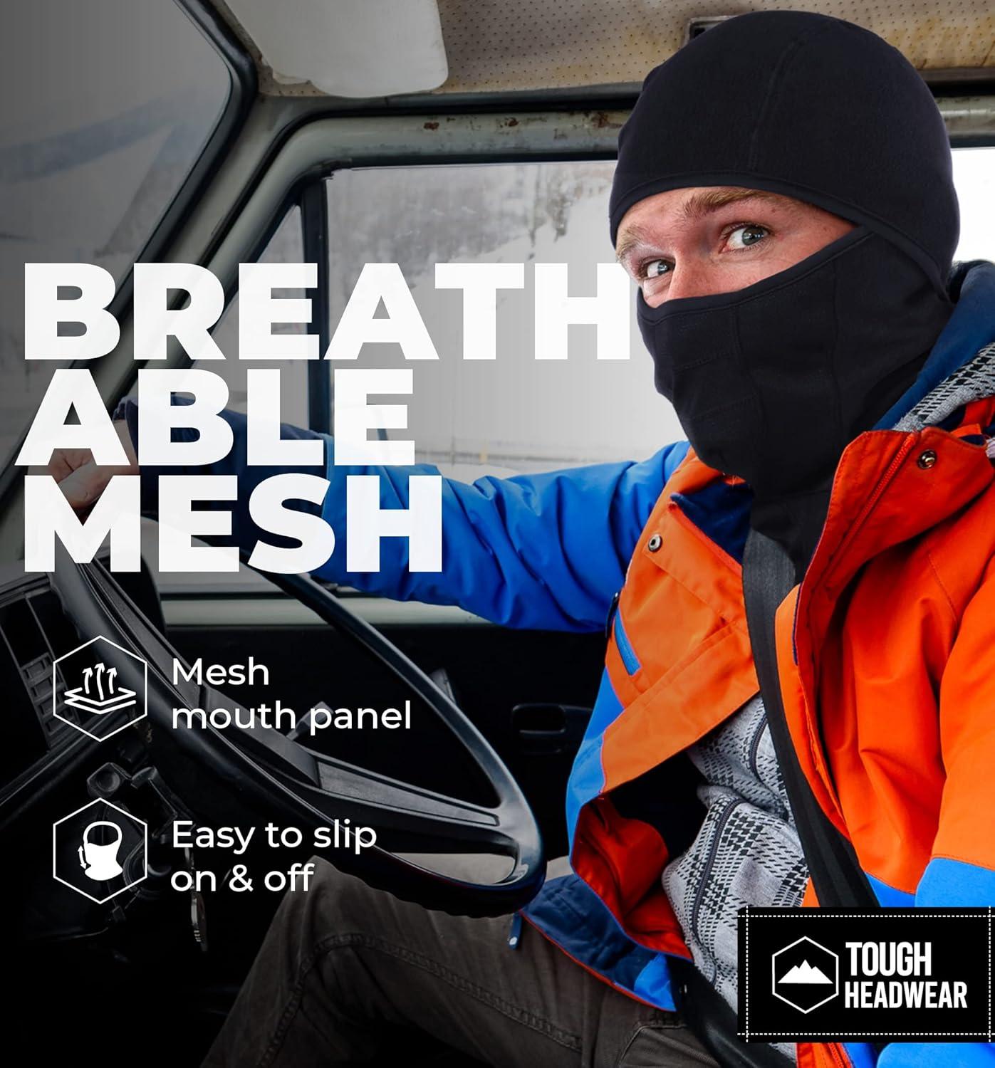 imageTough Headwear Full Face Mask for Cold WeatherMens Balaclava Face Warmer Winter Fleece Ski Masks Motorcycle ampamp ConstructionHeavyweight Hinged Balaclava