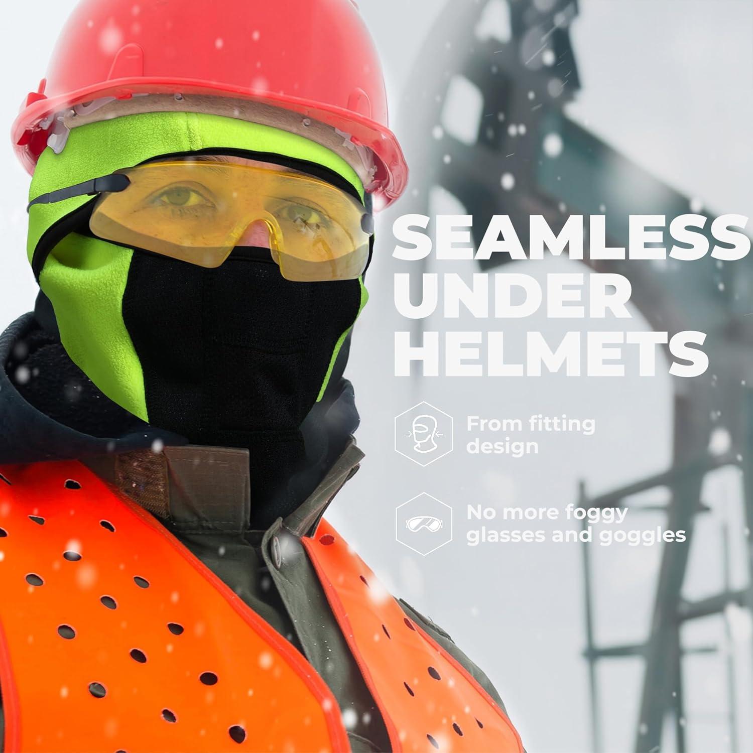 imageTough Headwear Full Face Mask for Cold WeatherMens Balaclava Face Warmer Winter Fleece Ski Masks Motorcycle ampamp ConstructionHiviz Yellow