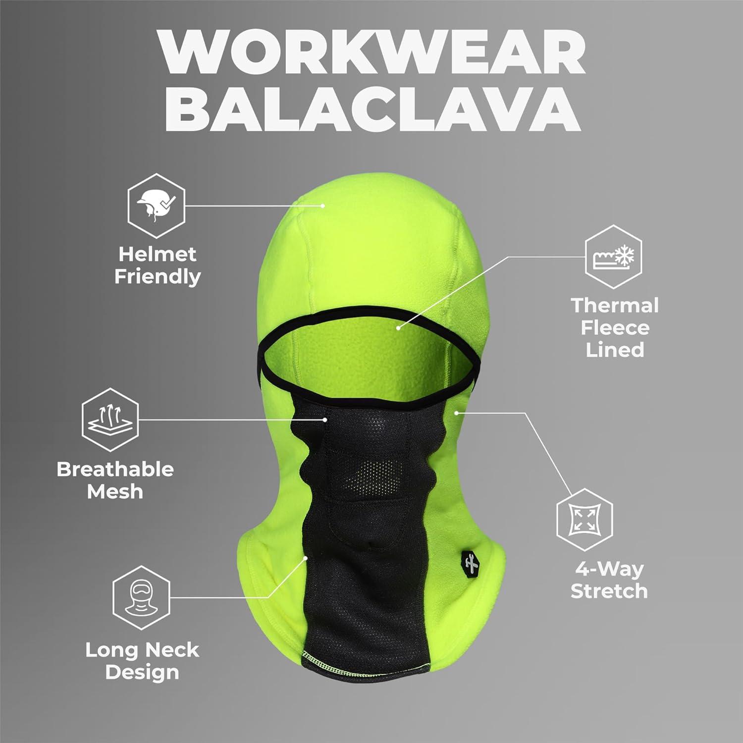 imageTough Headwear Full Face Mask for Cold WeatherMens Balaclava Face Warmer Winter Fleece Ski Masks Motorcycle ampamp ConstructionHiviz Yellow