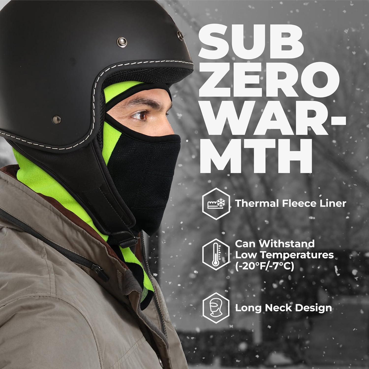 imageTough Headwear Full Face Mask for Cold WeatherMens Balaclava Face Warmer Winter Fleece Ski Masks Motorcycle ampamp ConstructionHiviz Yellow