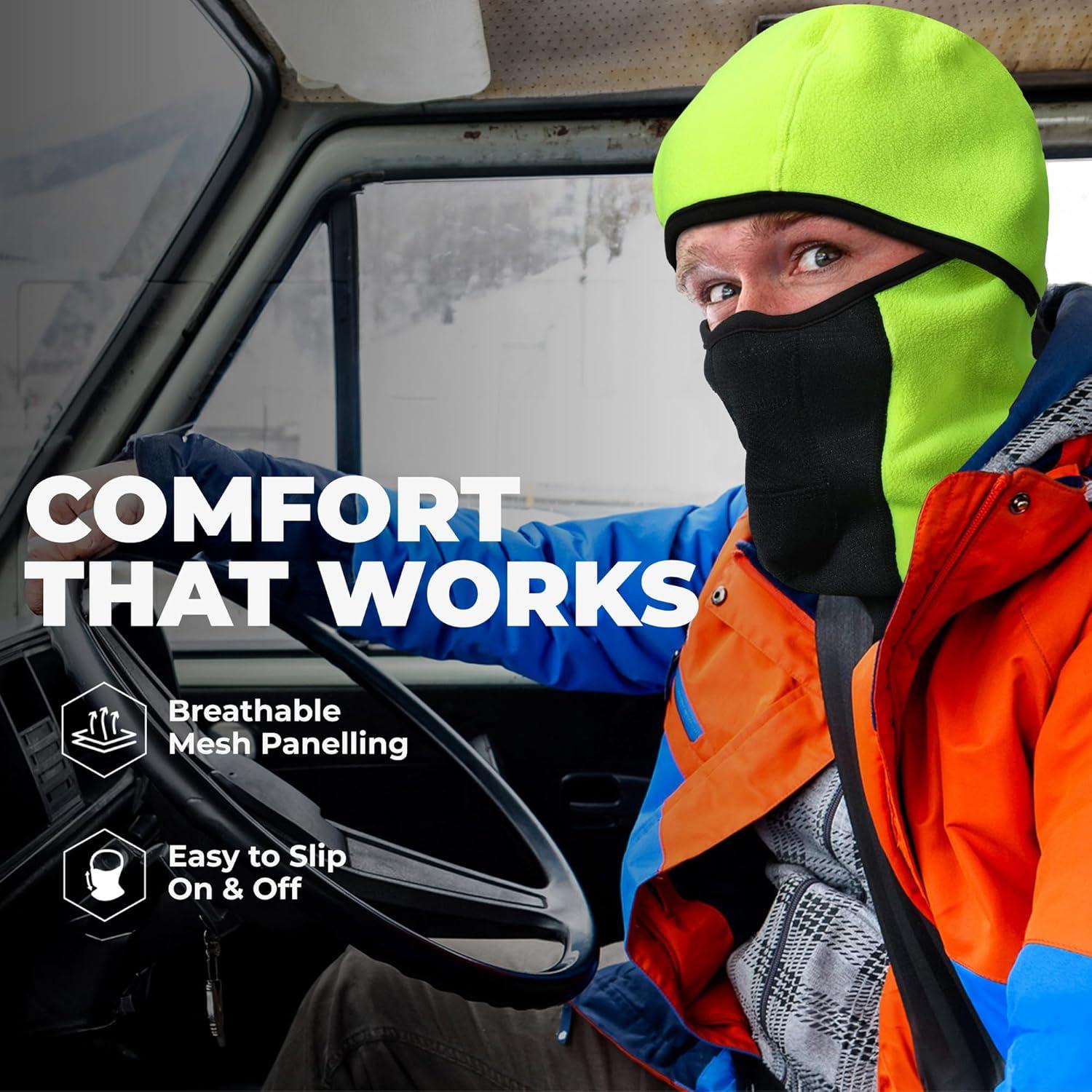 imageTough Headwear Full Face Mask for Cold WeatherMens Balaclava Face Warmer Winter Fleece Ski Masks Motorcycle ampamp ConstructionHiviz Yellow