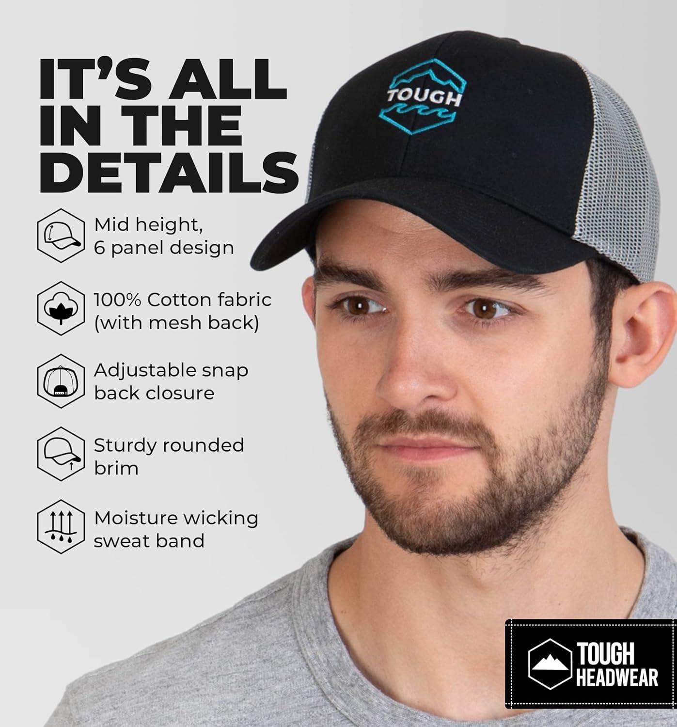 imageTough Headwear Hats for Men  Trucker Hat Men  Mesh Hats for Men  Snap Back Hats for Men  Trucker Caps Embroidered ampamp Badge
